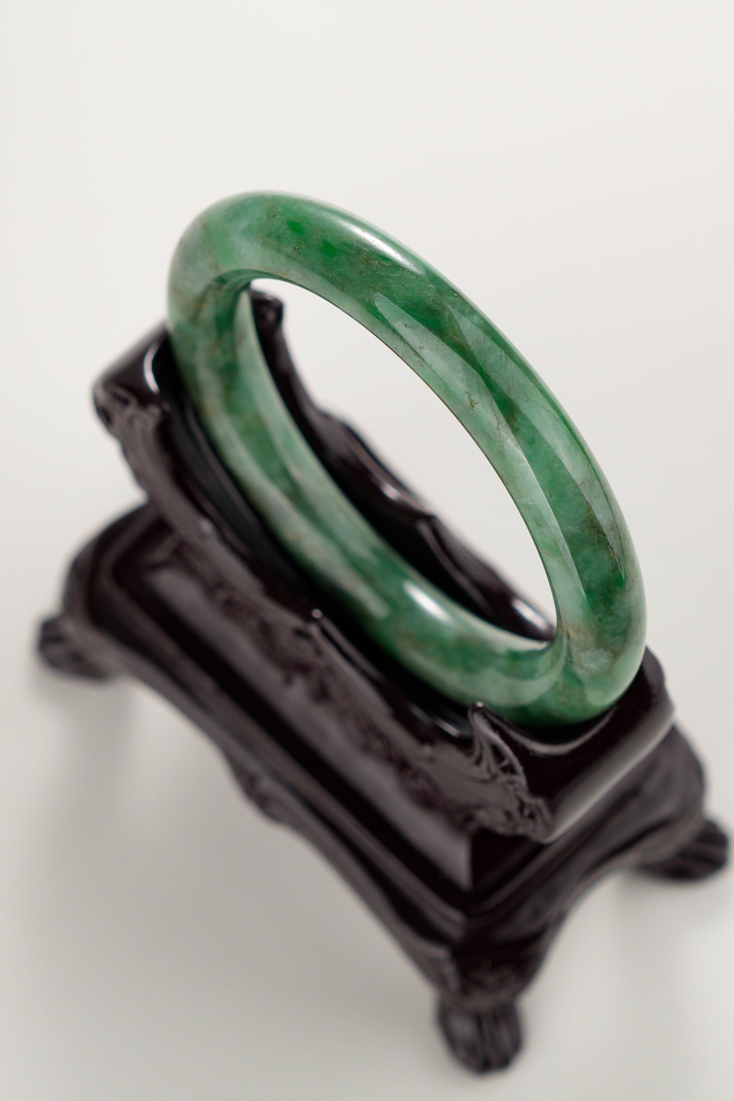 #0300 Rich Green Yellow Jade Bangle Size 52.6 (fits up to 54.1)