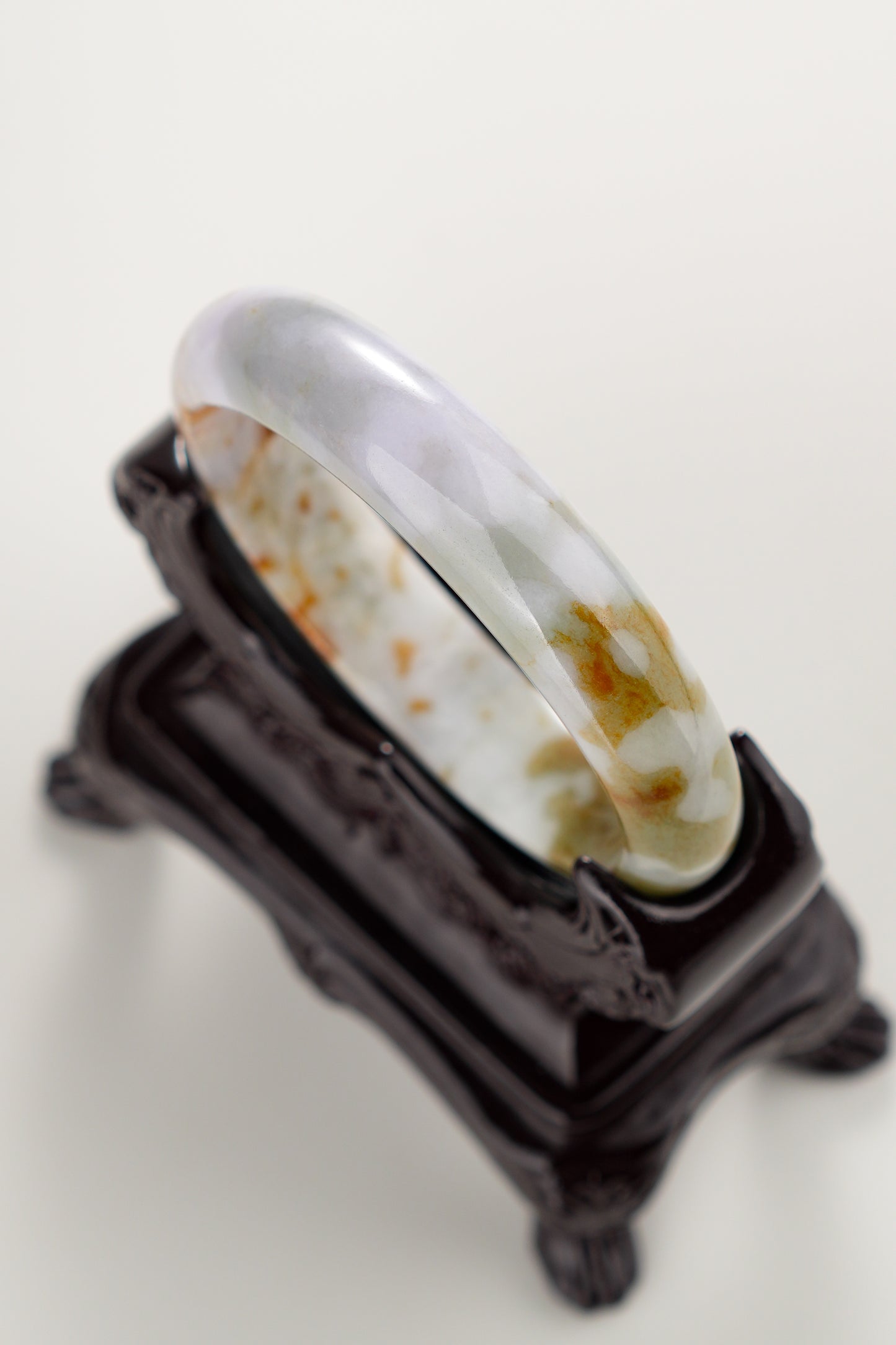 #0298 "Camouflage" Pink Lavender Yellow Jade Bangle Size 55