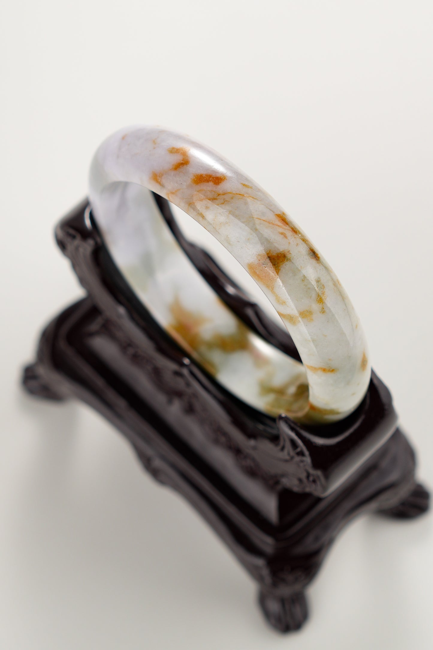 #0298 "Camouflage" Pink Lavender Yellow Jade Bangle Size 55