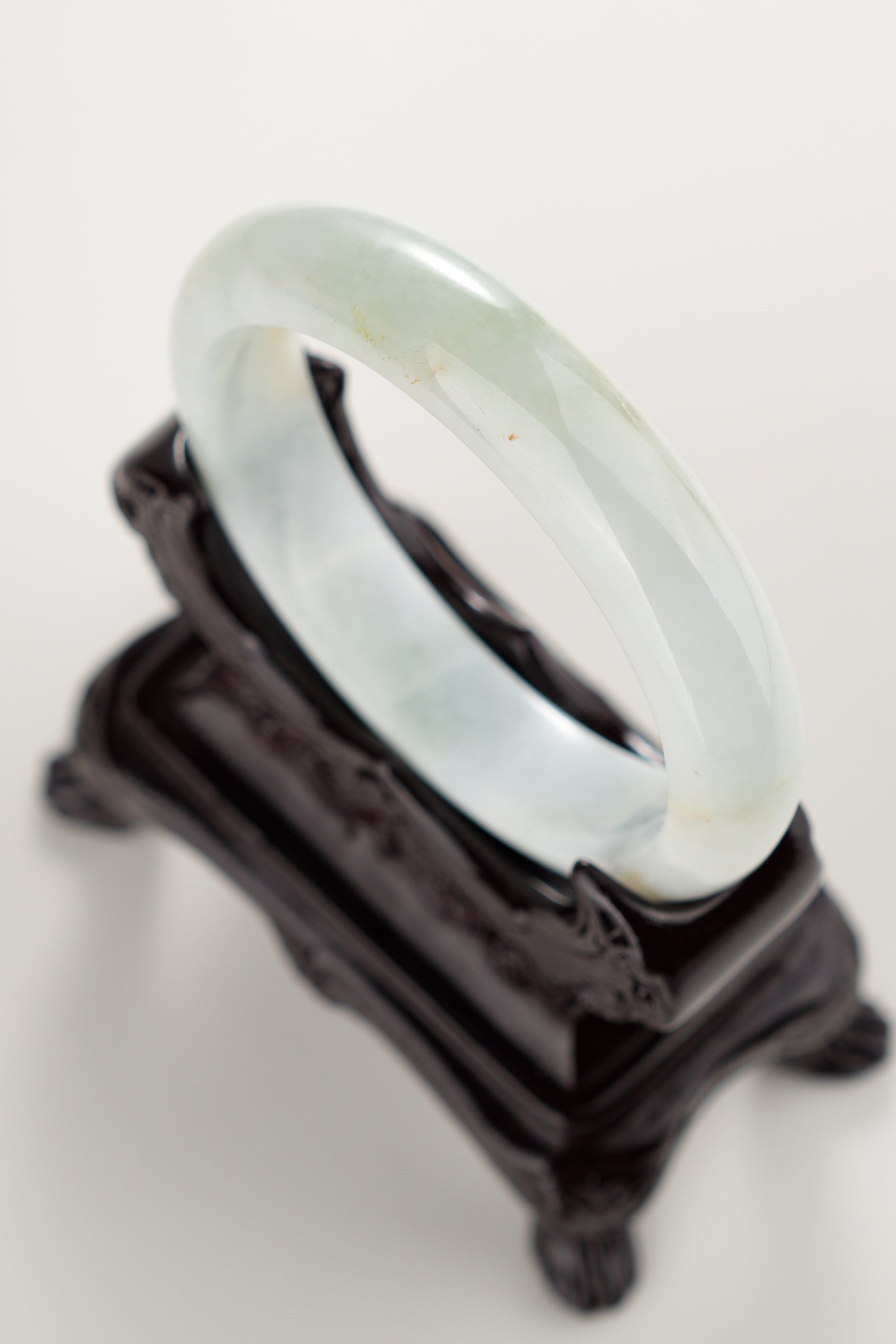 #0295 Light Green Red Flower Jade Bangle Size 59.2