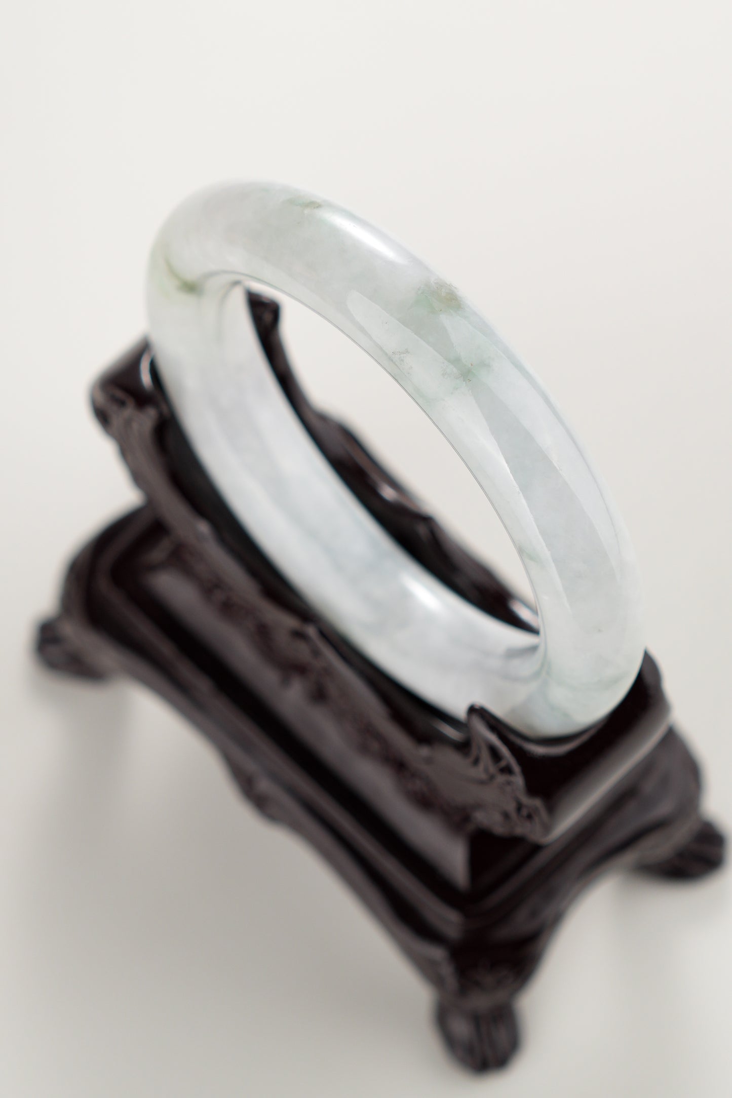 #0293 Icy Light Green Jade Bangle Size 52.8 (fits up to 54)