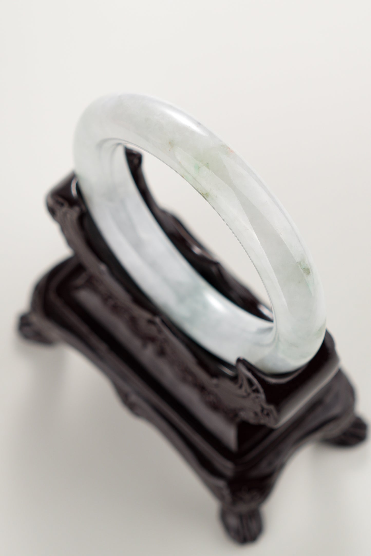 #0293 Icy Light Green Jade Bangle Size 52.8 (fits up to 54)