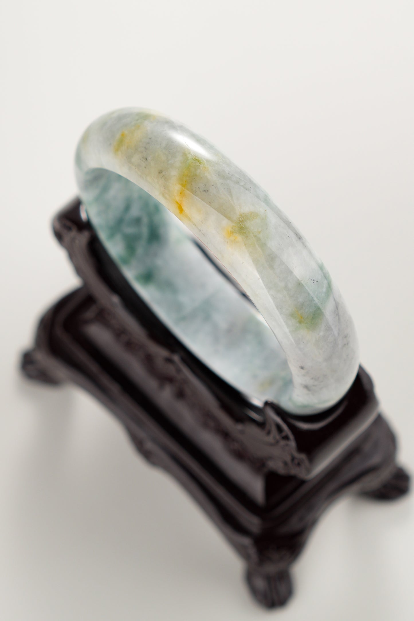 #0292 "Monet Garden" Green Yellow Ink Flower Bangle Size 58