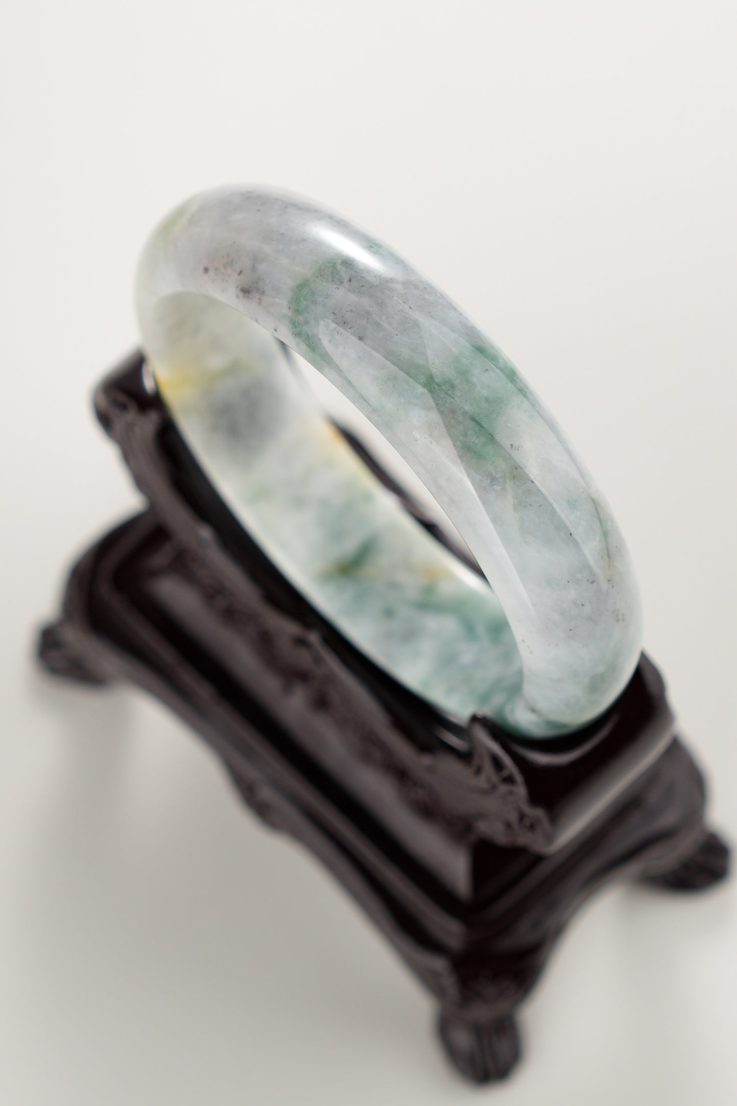 #0292 "Monet Garden" Green Yellow Ink Flower Bangle Size 58