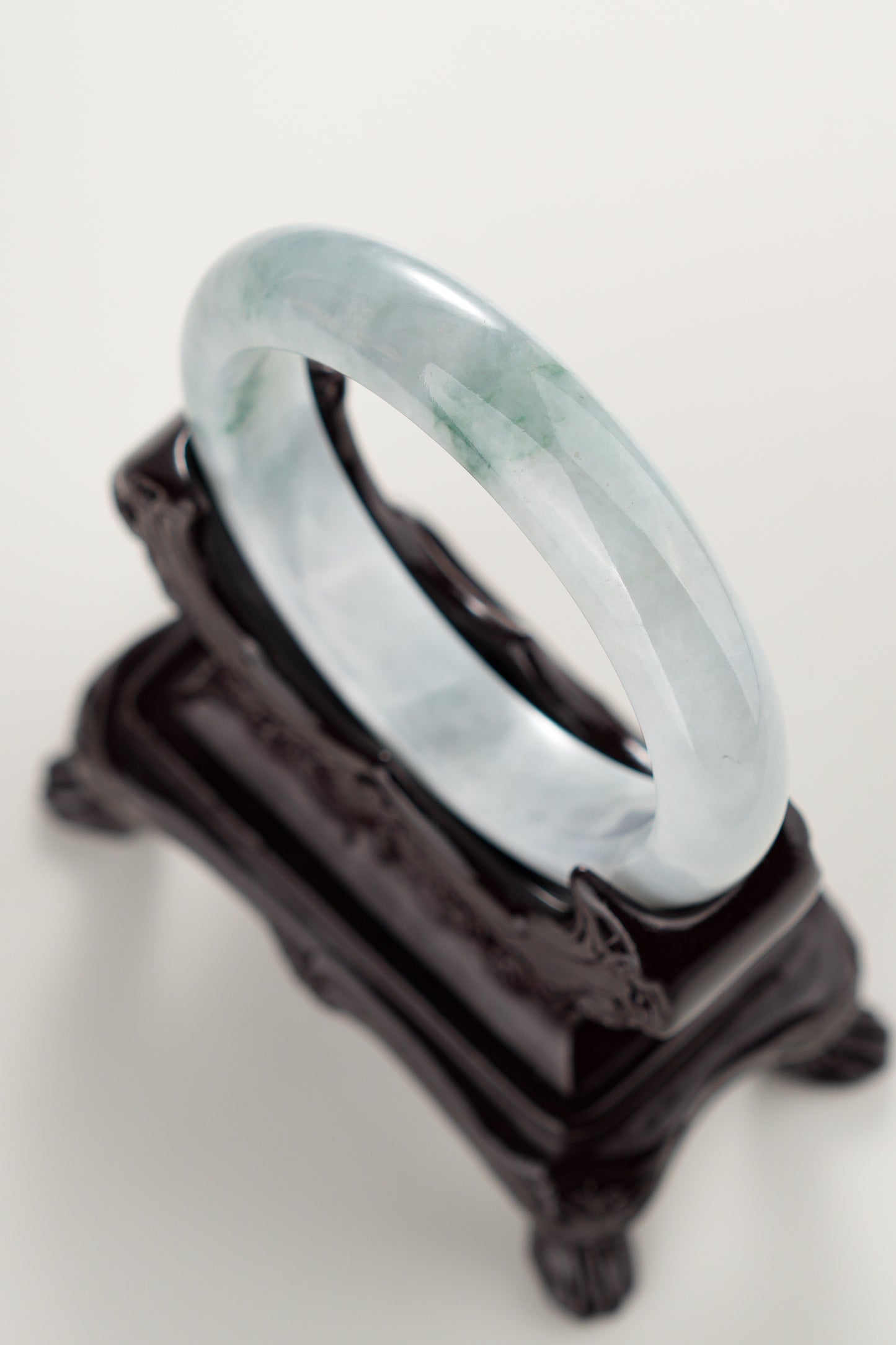 #0291 Green Flower Jade Bangle Size 57