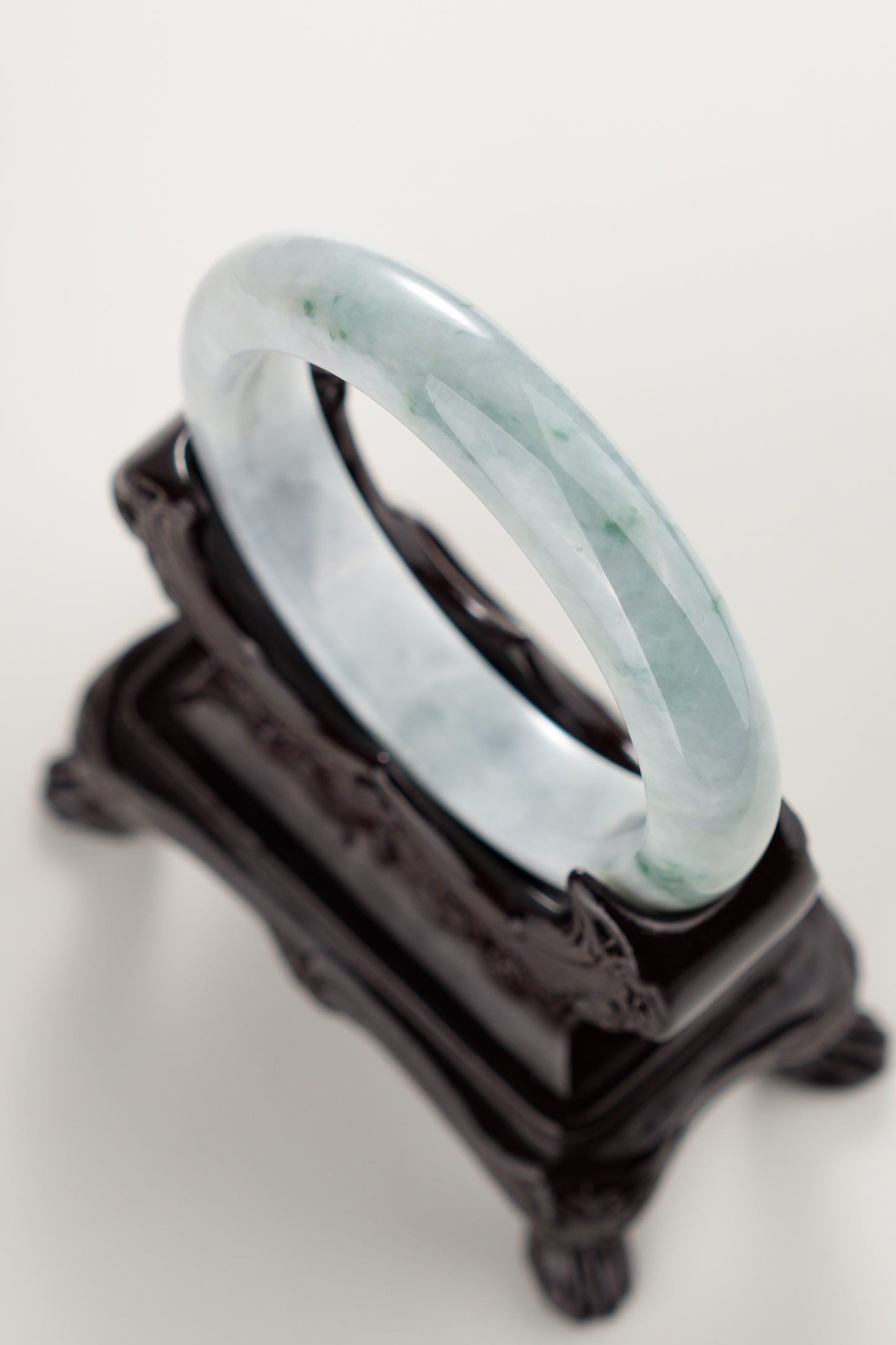 #0291 Green Flower Jade Bangle Size 57