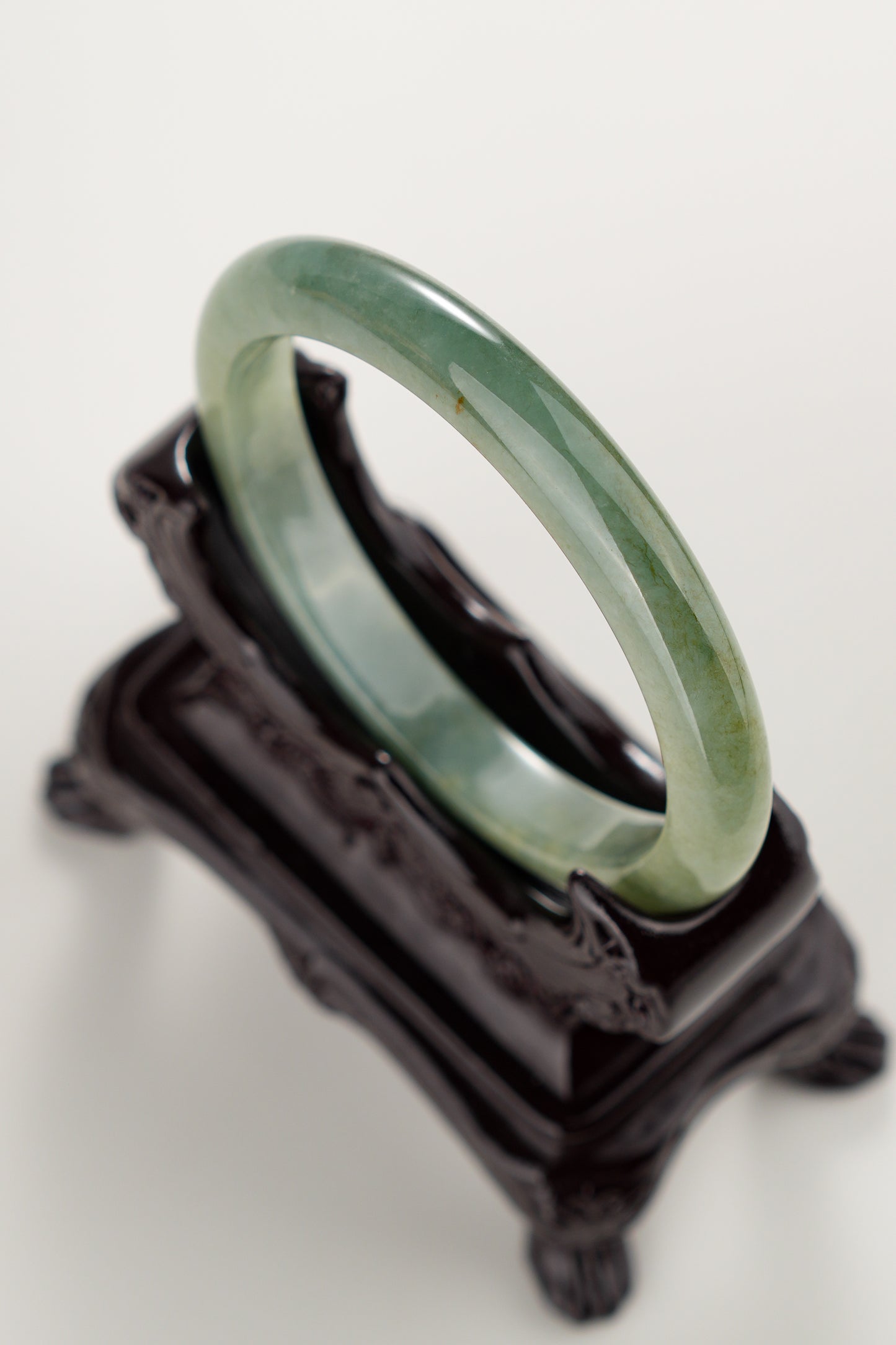 #0290 Icy Olive Green Jade Bangle Size 58