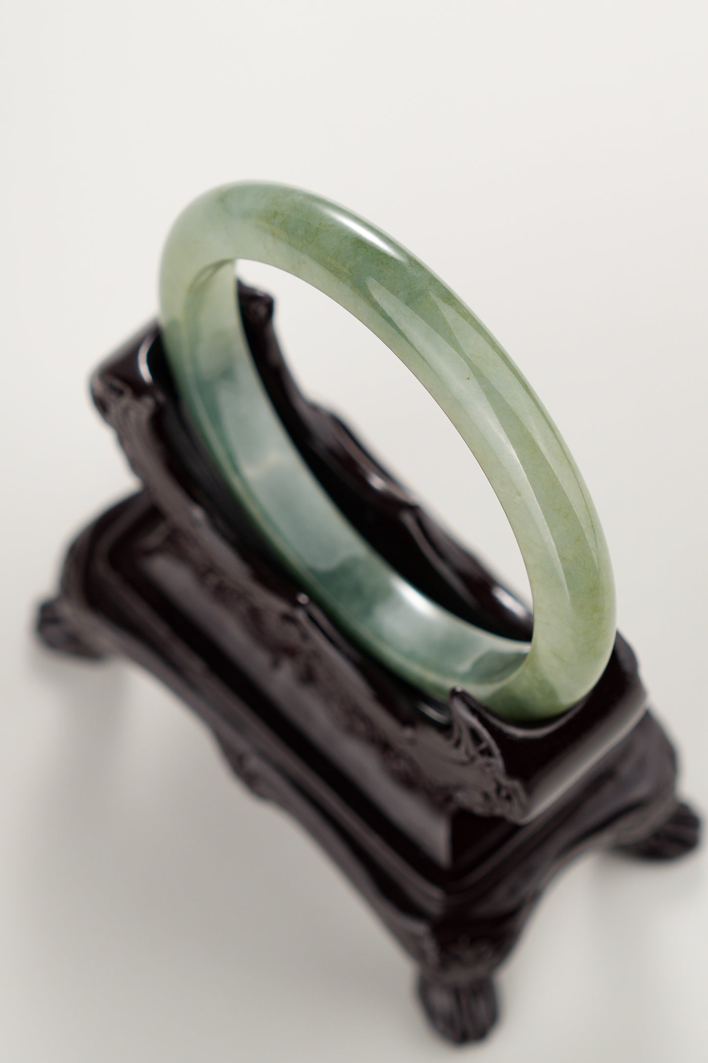 #0290 Icy Olive Green Jade Bangle Size 58