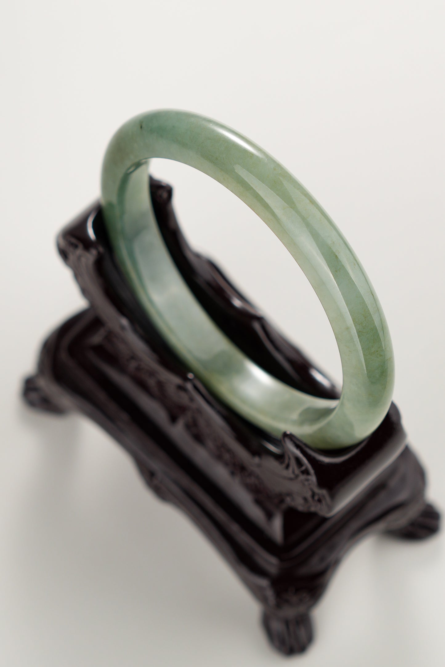 #0290 Icy Olive Green Jade Bangle Size 58