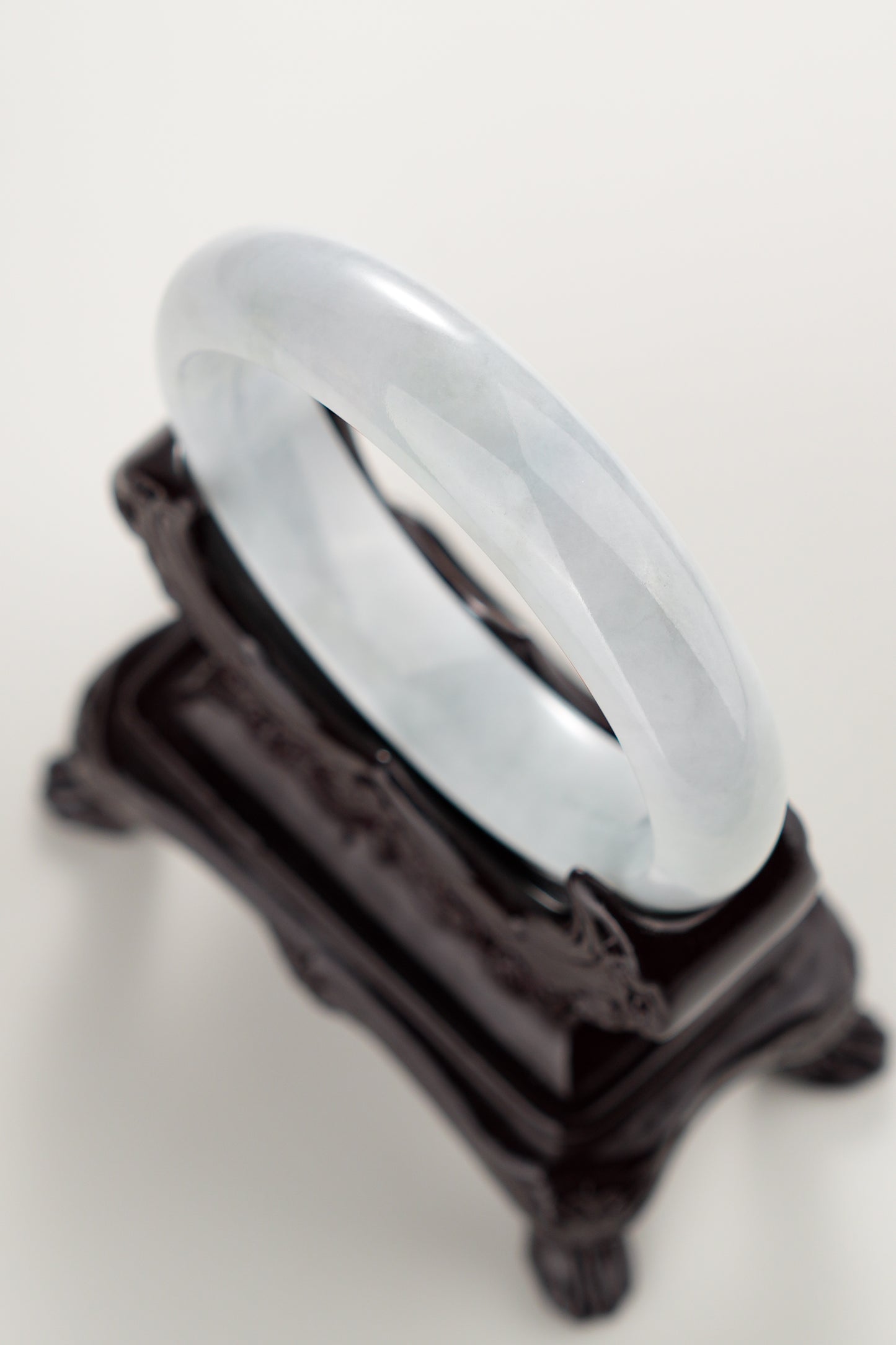 #0289 "Milky" White Light Blue Jade Bangle Size 59.8