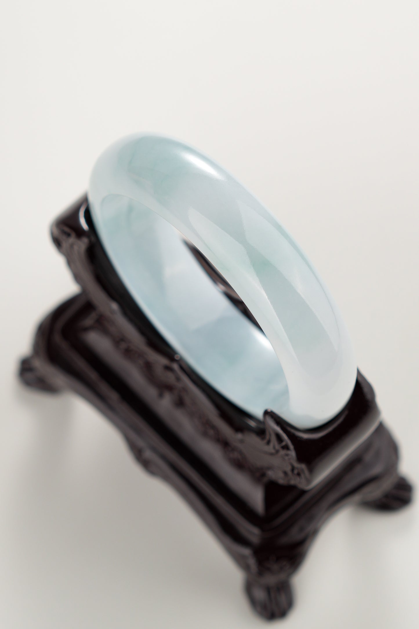 #0288 Icy Light Blue Jade Bangle Size 52.4