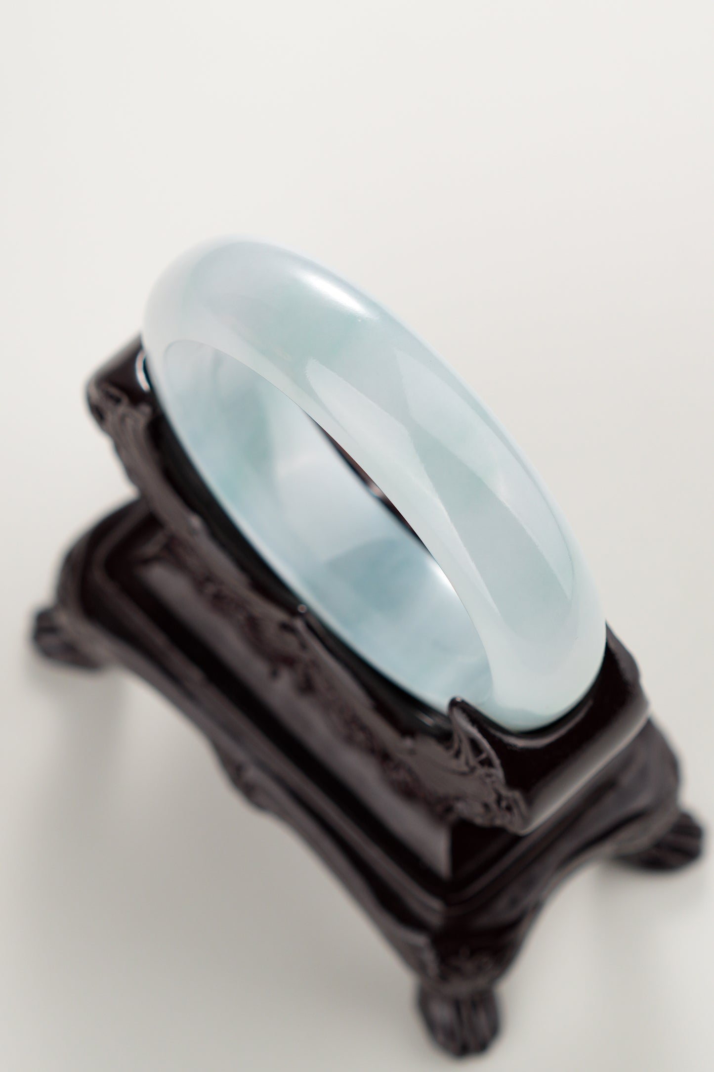 #0288 Icy Light Blue Jade Bangle Size 52.4