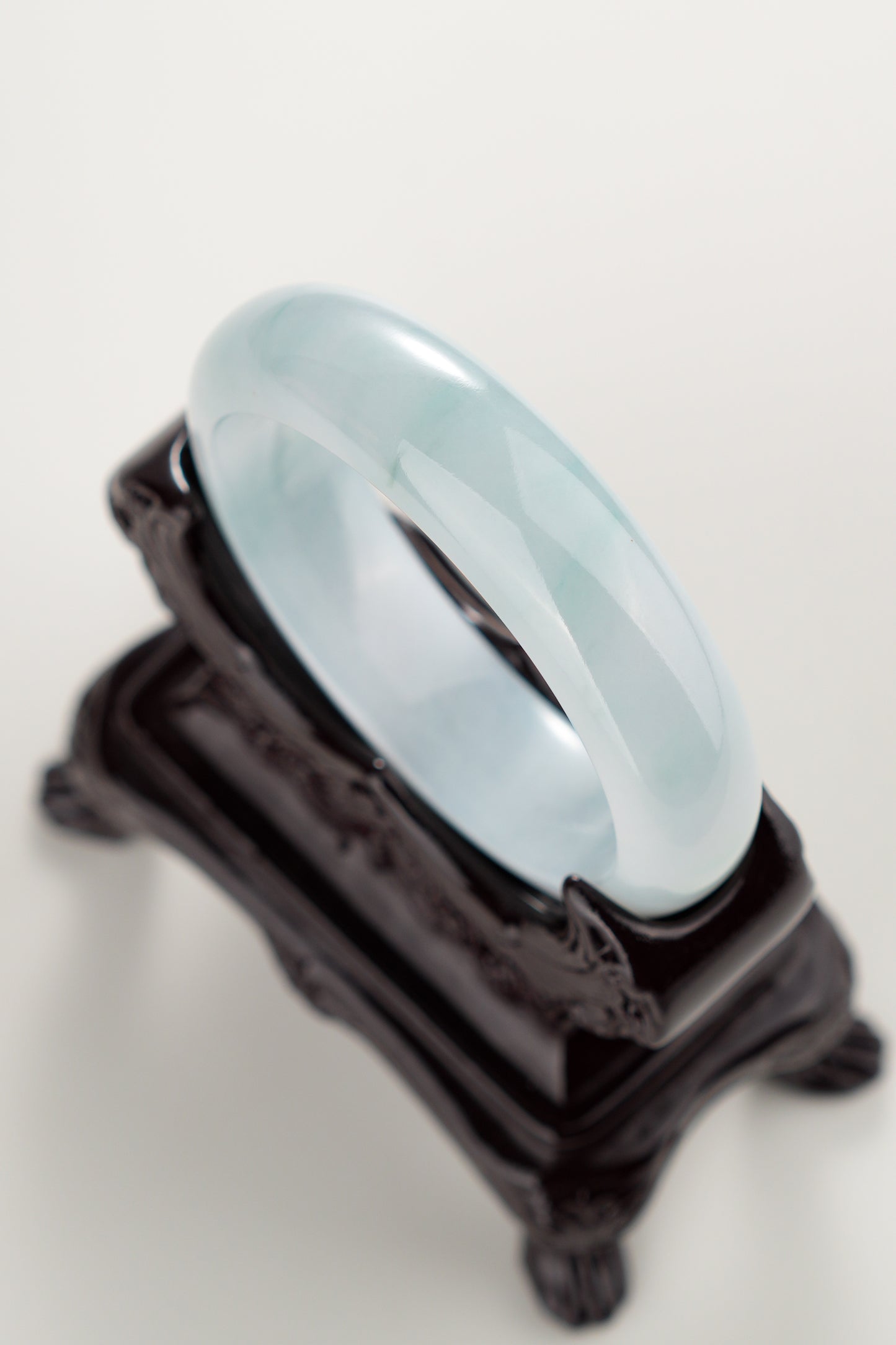 #0288 Icy Light Blue Jade Bangle Size 52.4