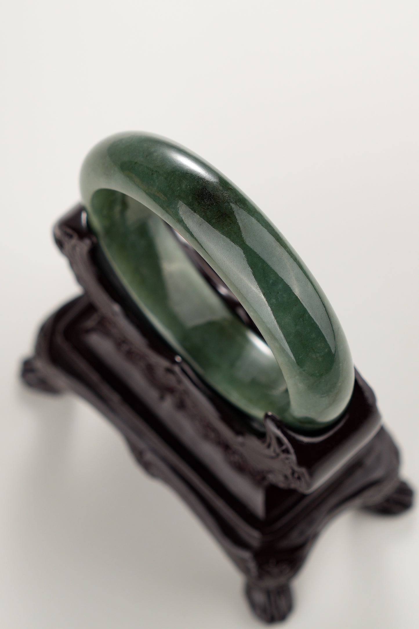 #0284 Rich Olive Green Blue Water Jade Bangle Size 55
