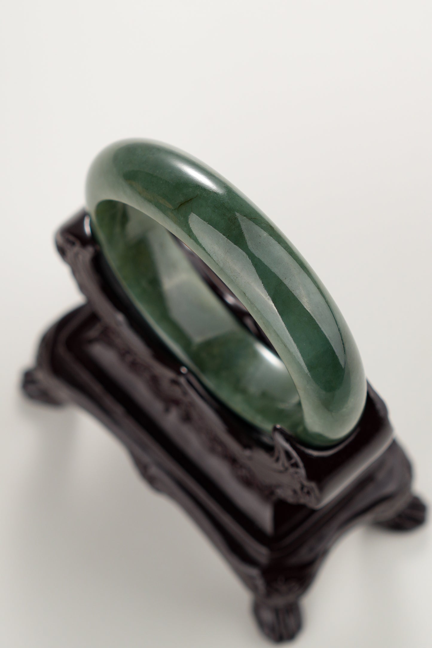 #0284 Rich Olive Green Blue Water Jade Bangle Size 55