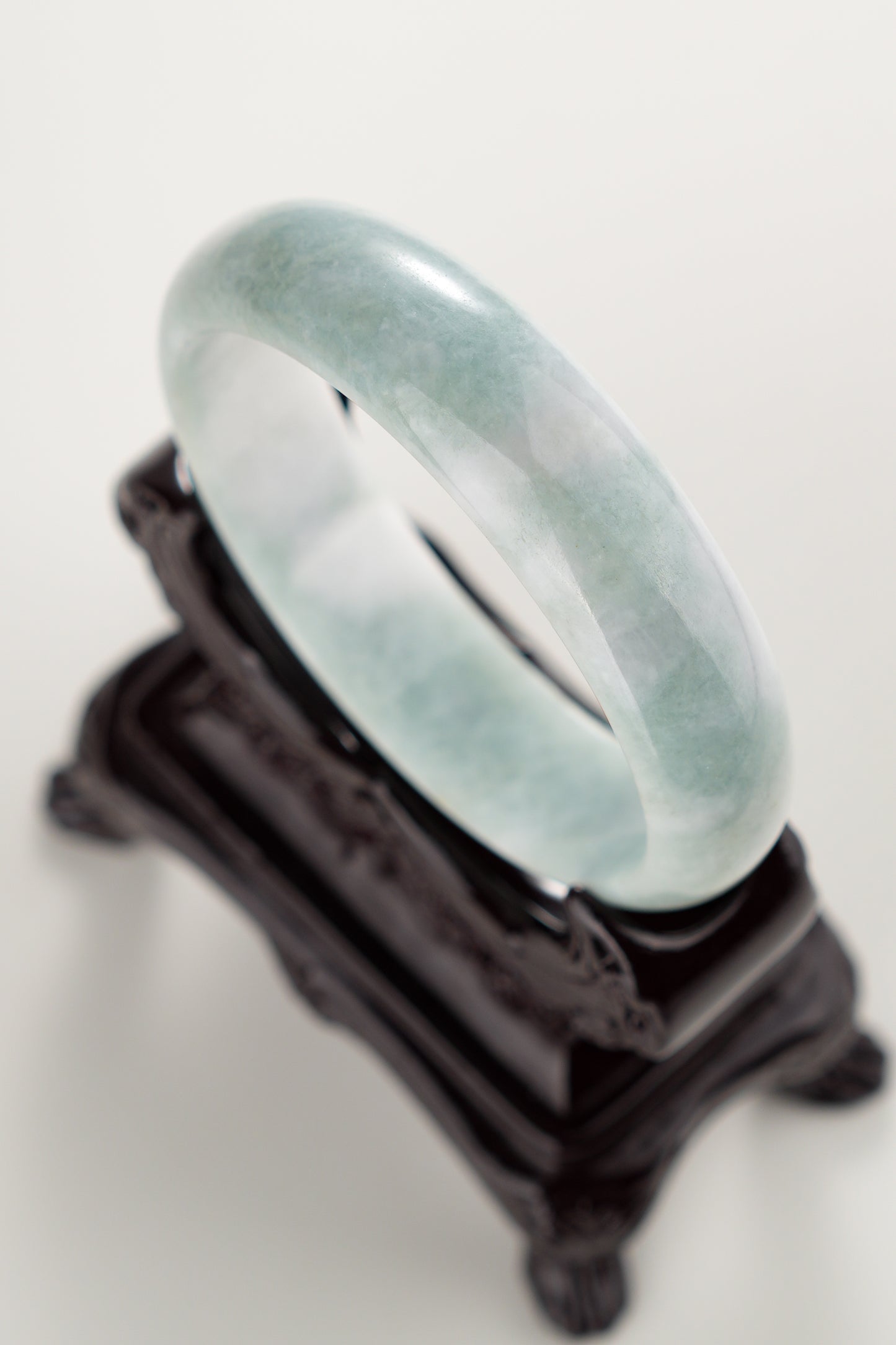#0282 Bluish Green White Jade Bangle Size 61