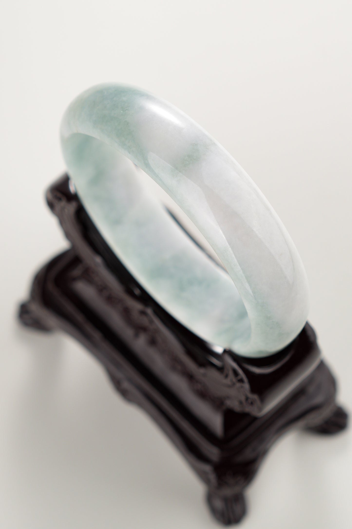 #0282 Bluish Green White Jade Bangle Size 61