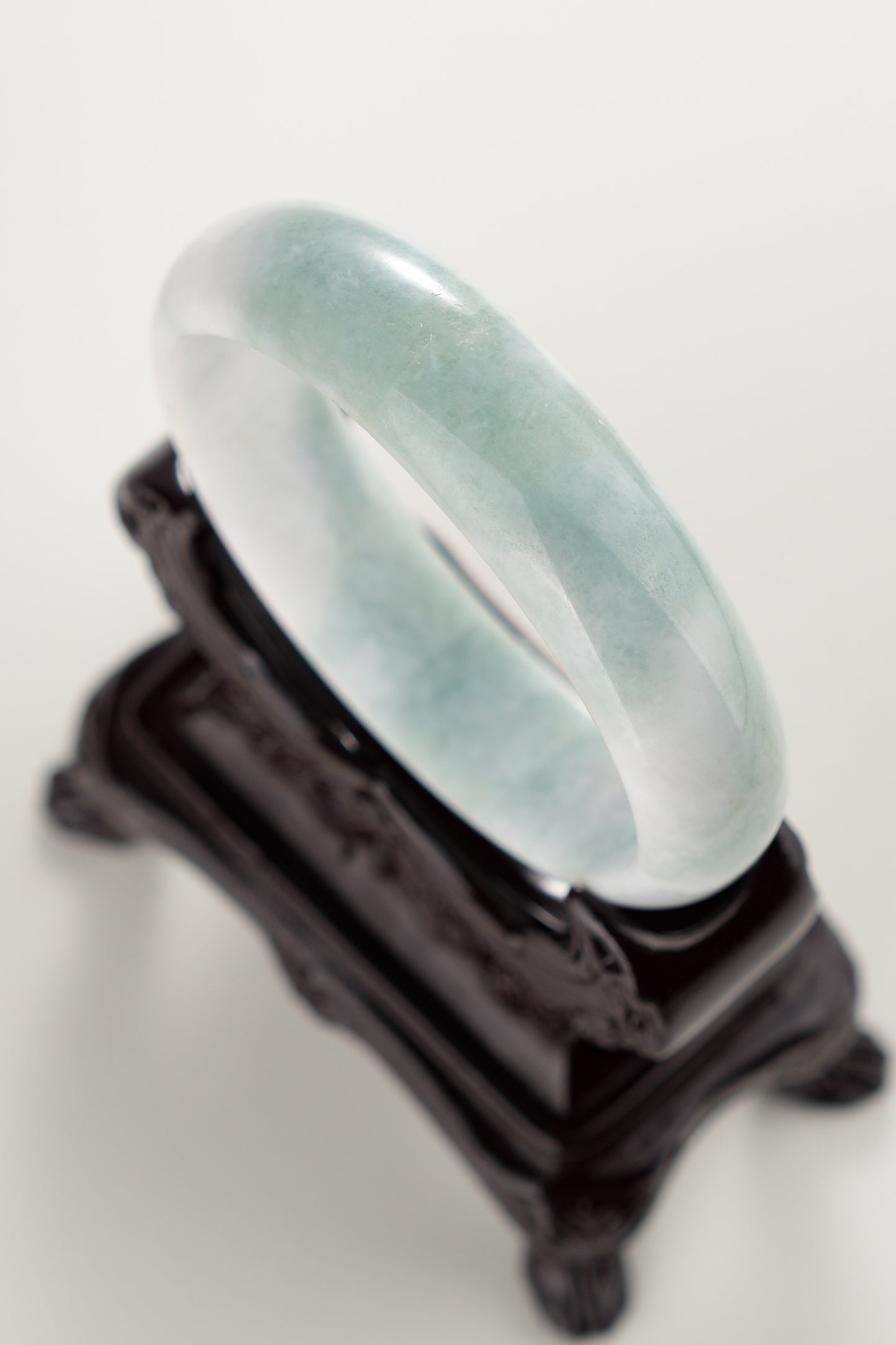 #0282 Bluish Green White Jade Bangle Size 61