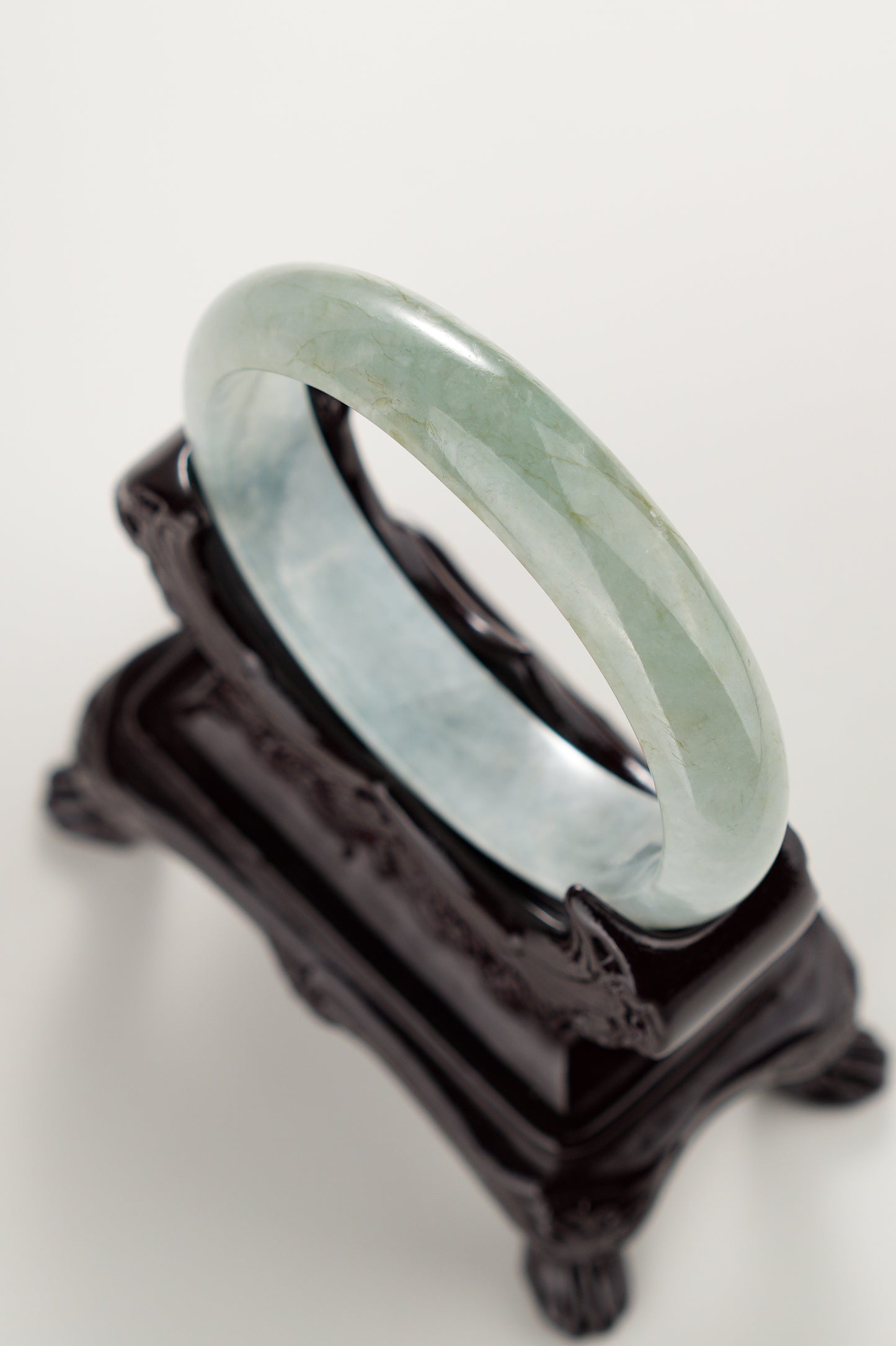 #0281 Oval Icy Green Jade Bangle Size 59.6 (fits up to 56.6)