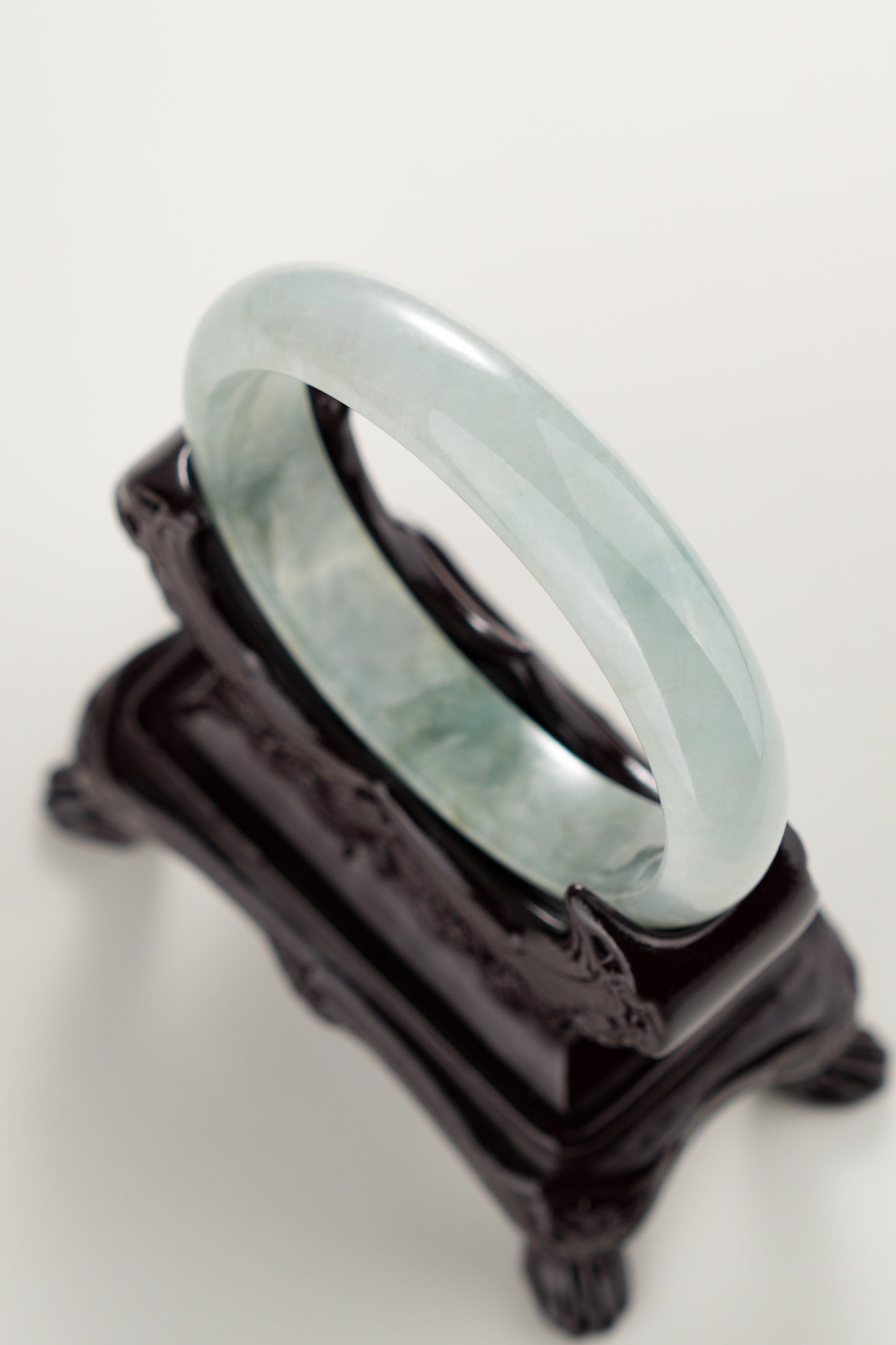#0281 Oval Icy Green Jade Bangle Size 59.6 (fits up to 56.6)