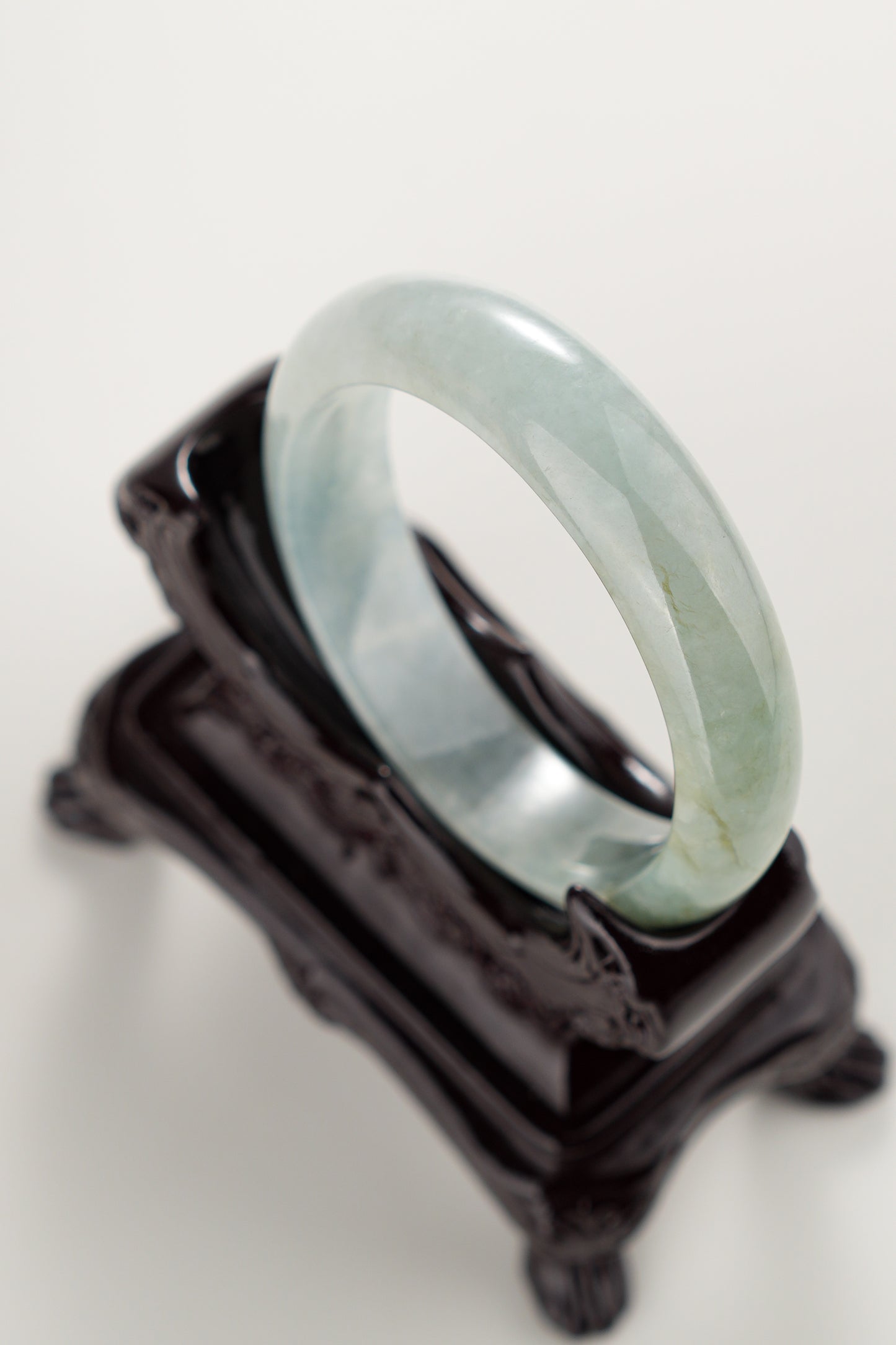 #0281 Oval Icy Green Jade Bangle Size 59.6 (fits up to 56.6)