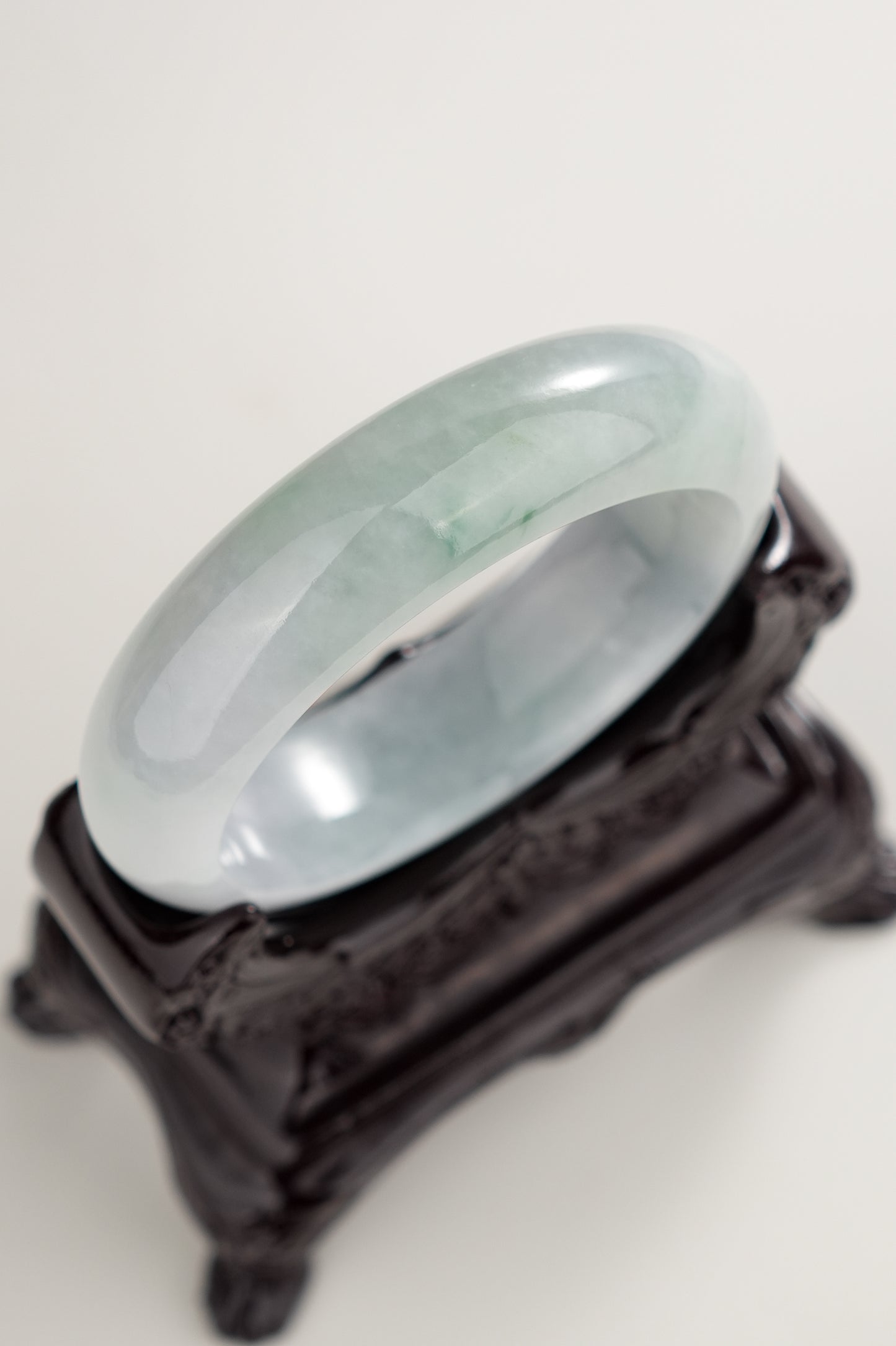 #0274 Icy Light Green Jade Bangle Size 52.2