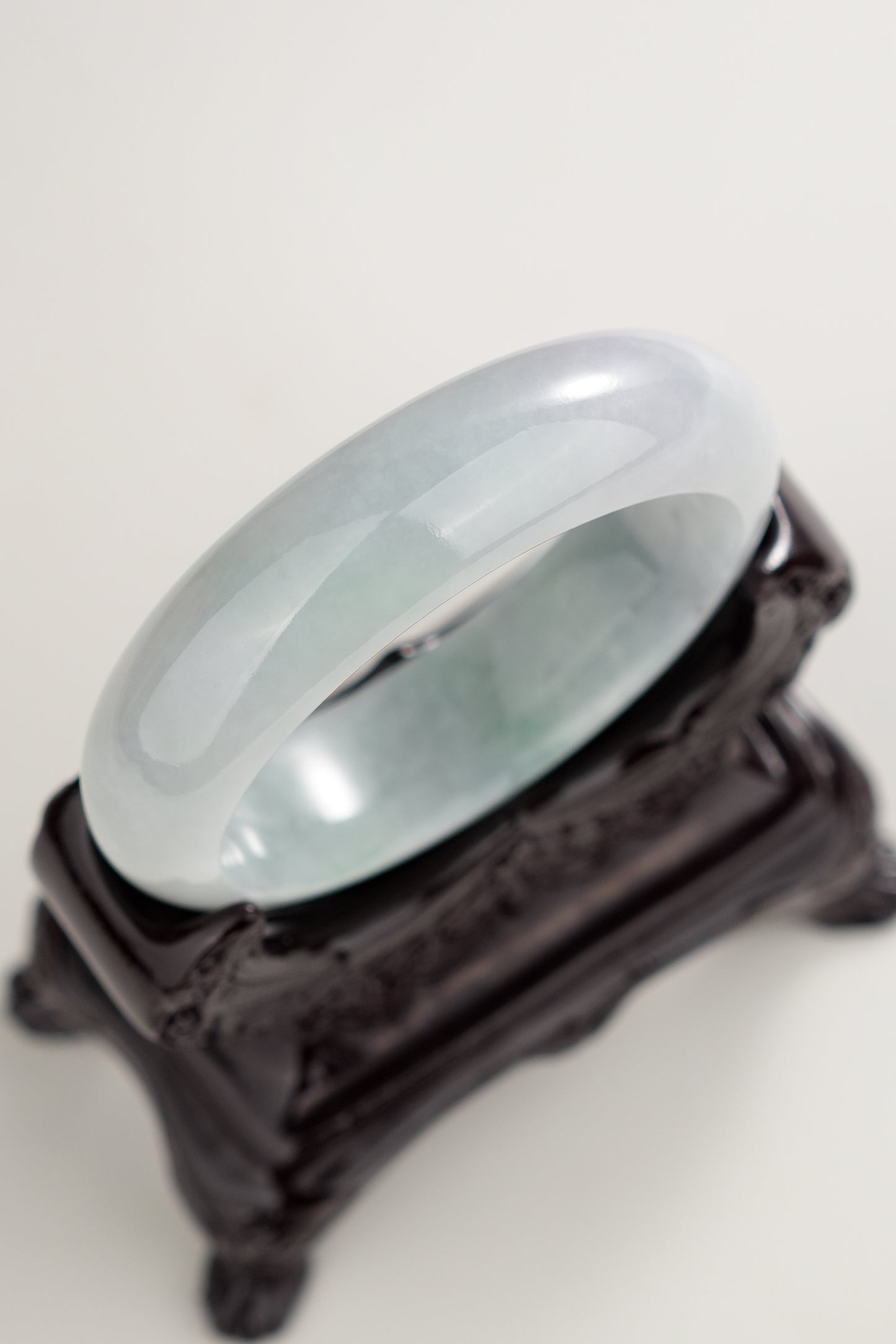 #0274 Icy Light Green Jade Bangle Size 52.2