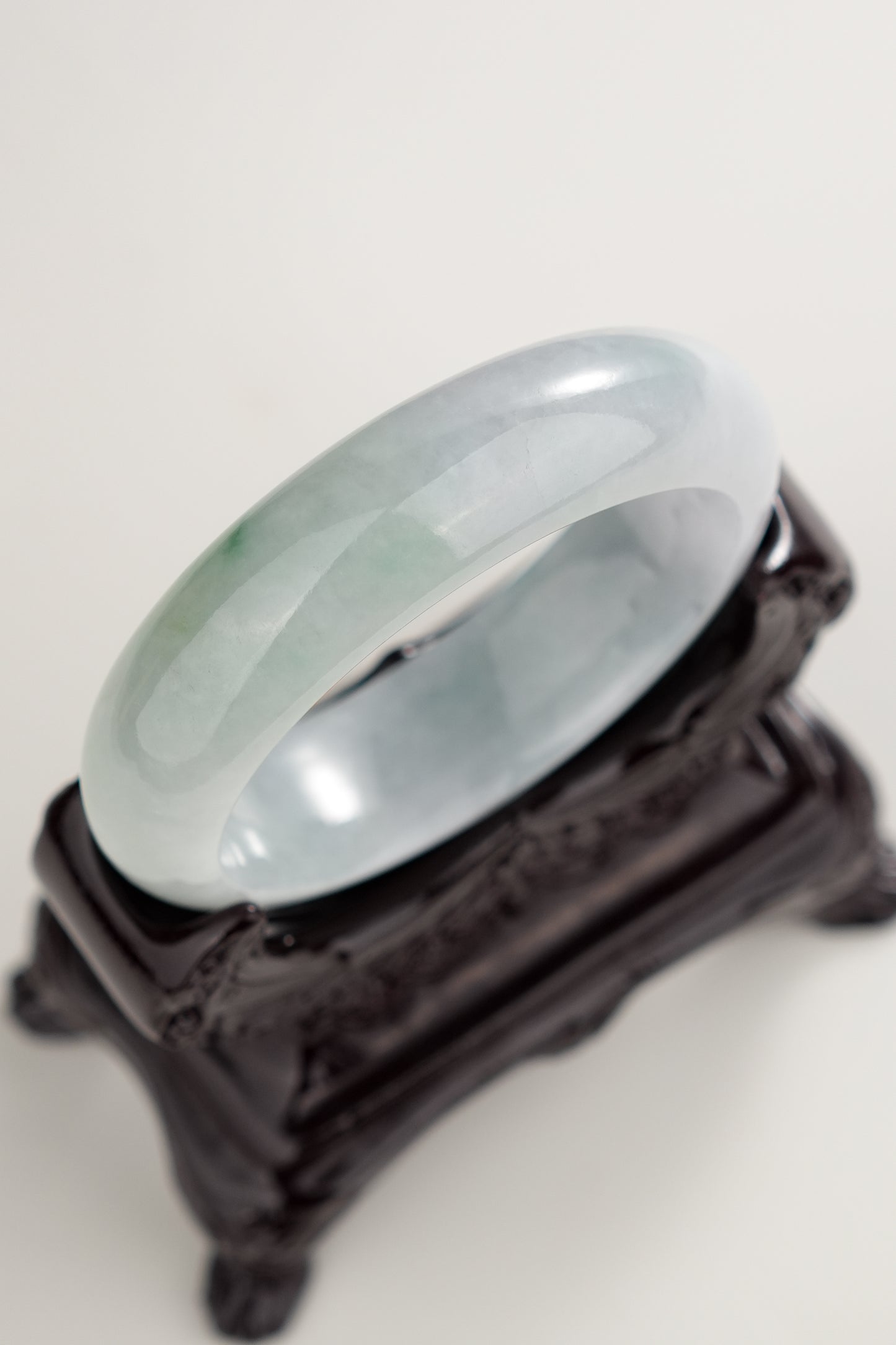 #0274 Icy Light Green Jade Bangle Size 52.2