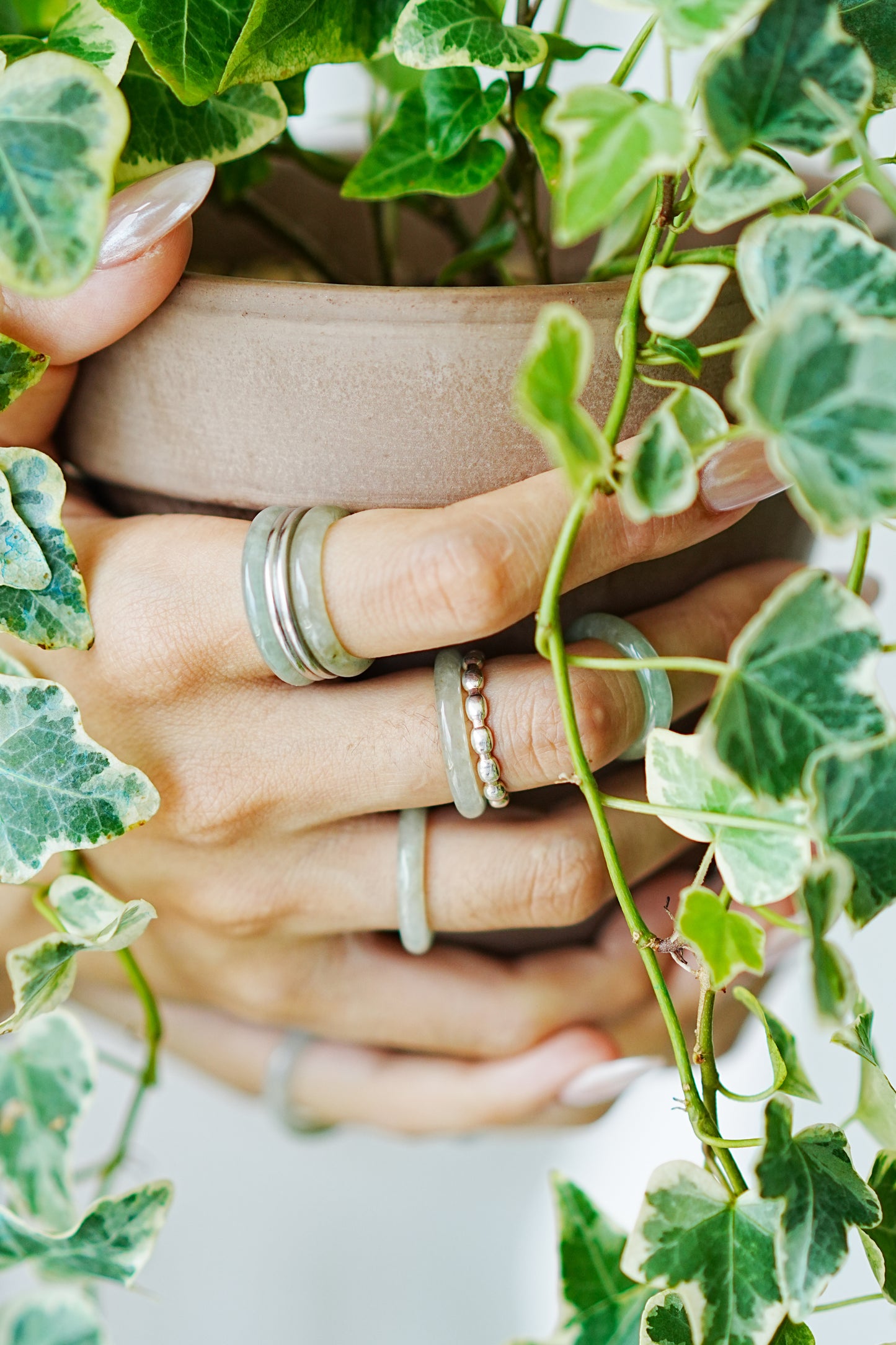 Highly Icy Jadeite Jade Slim Band Ring