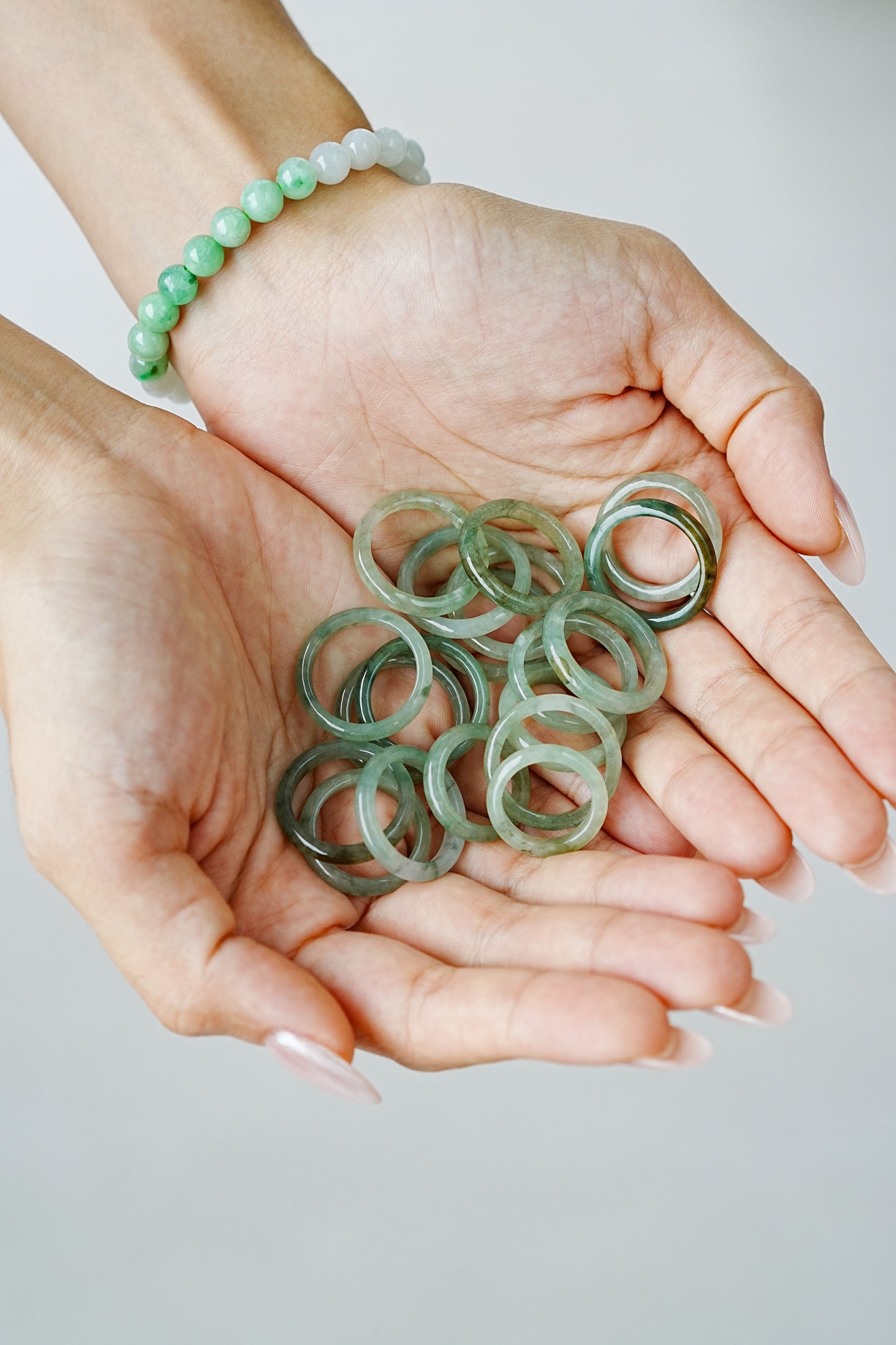Highly Icy Jadeite Jade Slim Band Ring