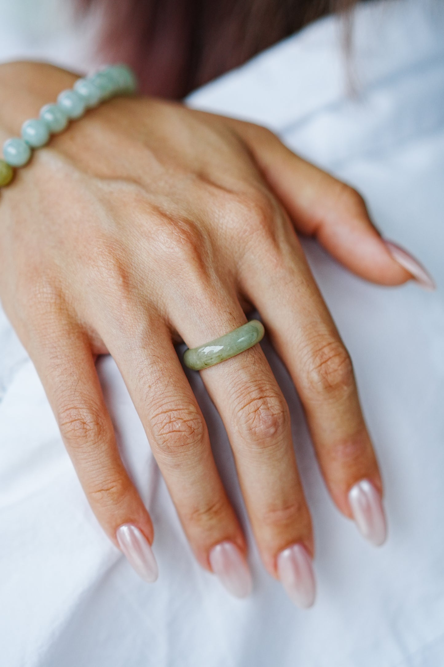 Olive Green Jadeite Jade Band Ring