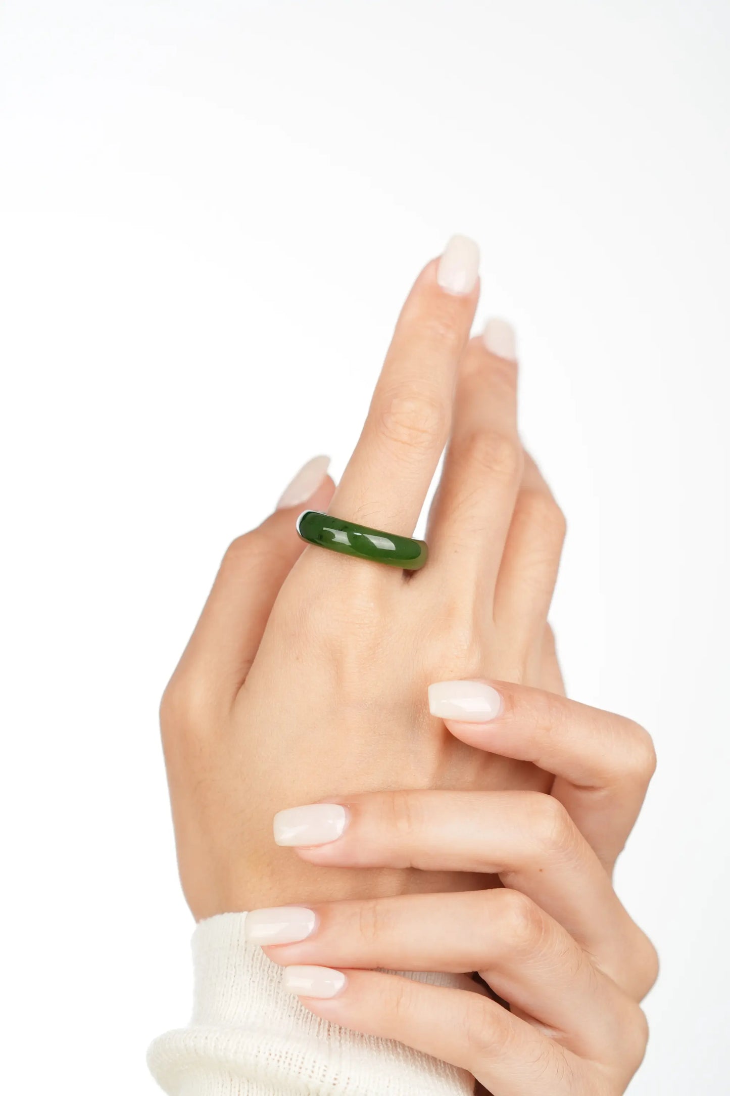 Green Nephrite Jade Band Ring