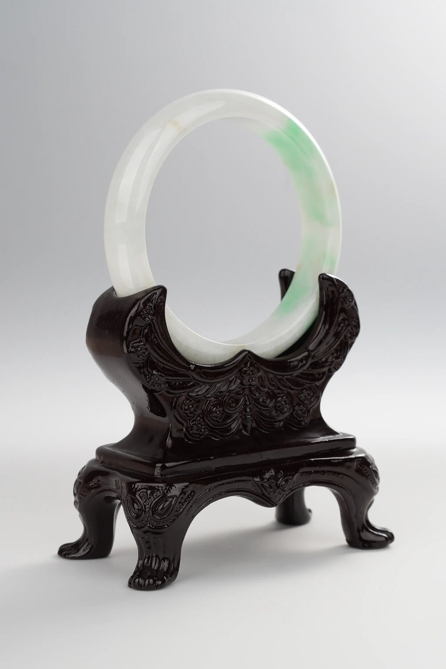 #0020 Mixed White Sun Green Jadeite Jade Bangle Size 60