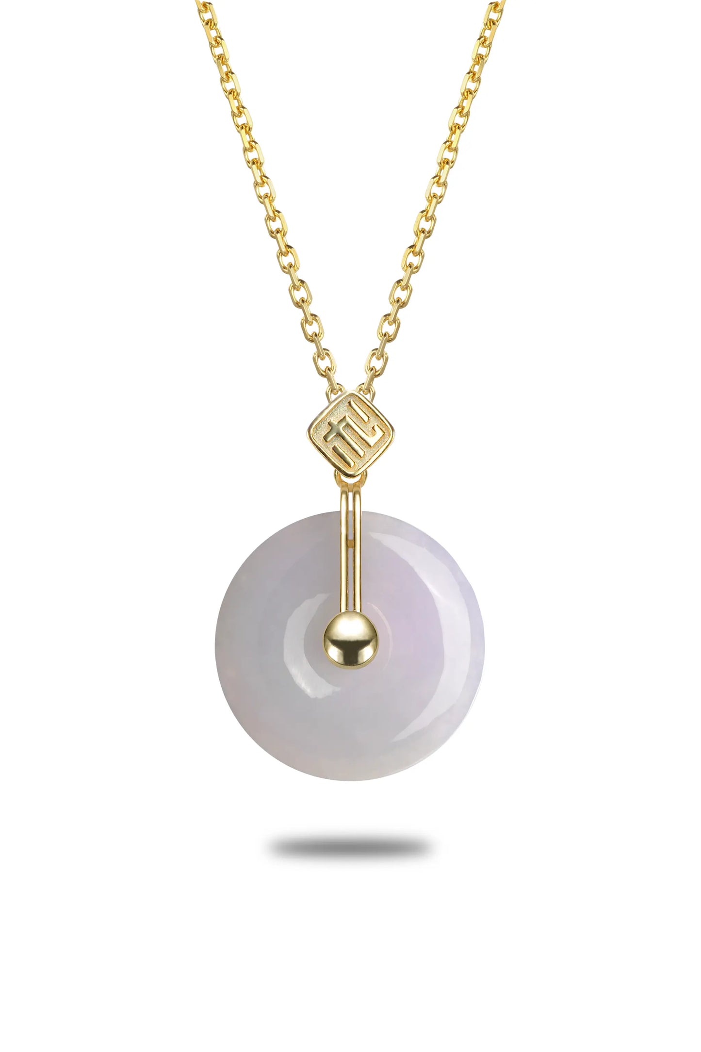 "Bi" Icy Spring Lavender Green Jadeite Jade Donut Pendant Necklace