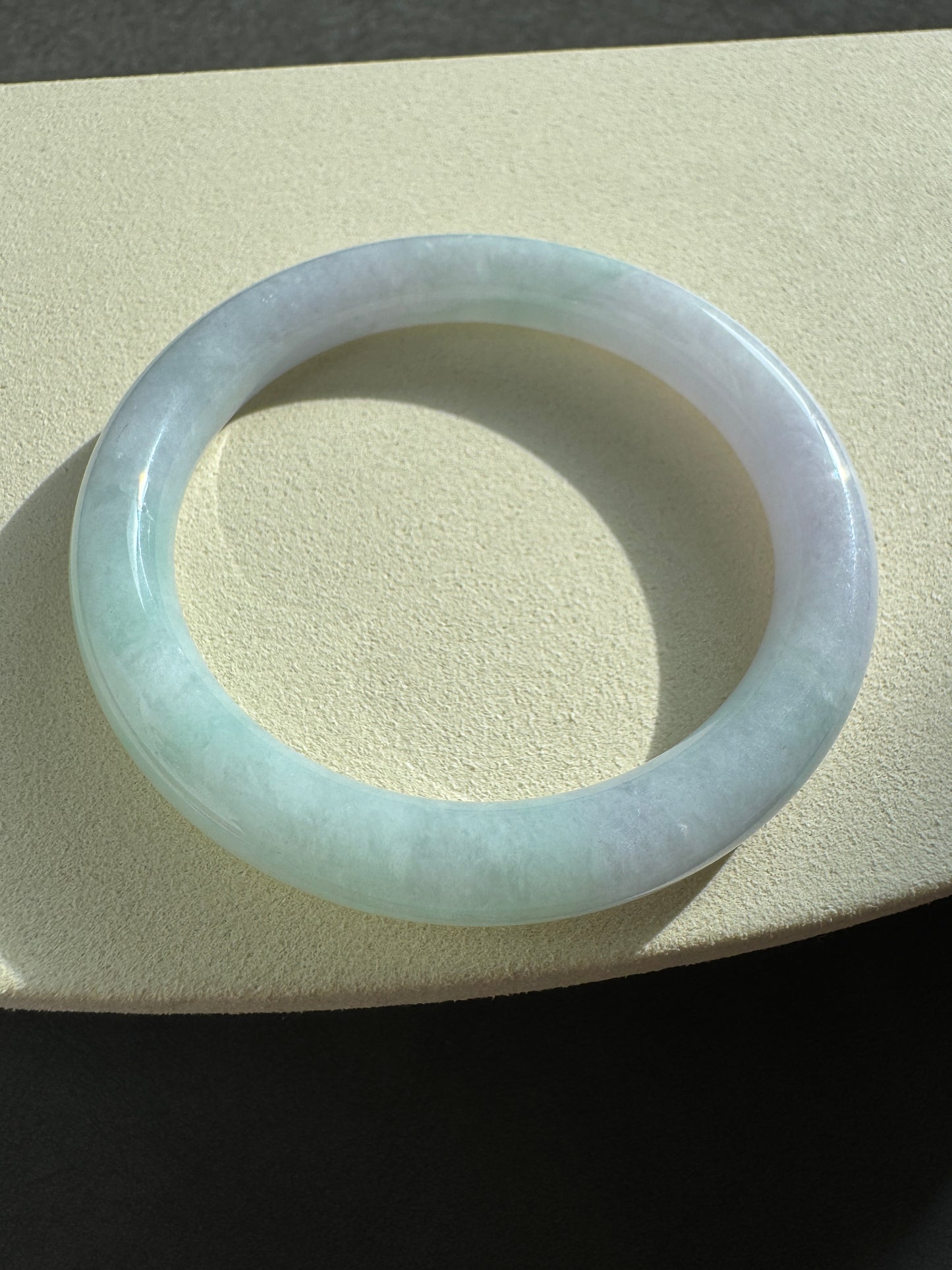 #0306 Icy Lavender Green Jade Bangle Size 55.6 (fits up to 57.2)