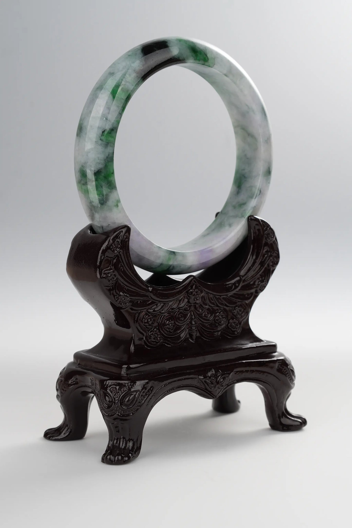 #0010 Mixed Green Lavender Jadeite Jade Bangle Size 62.2