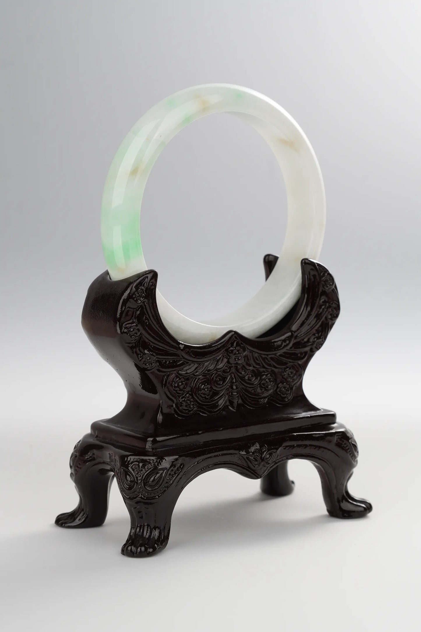 #0020 Mixed White Sun Green Jadeite Jade Bangle Size 60