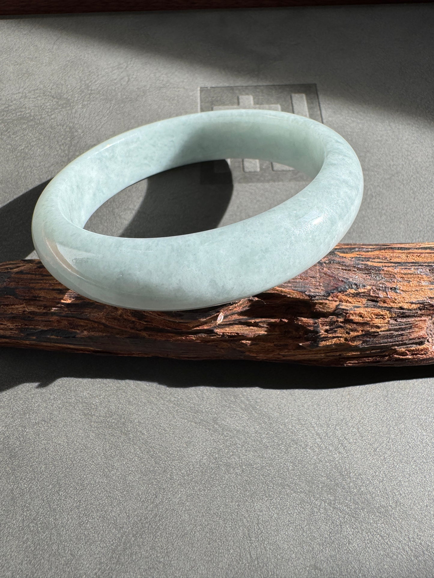 #0297 Greyish Blue Jade Bangle Size 58.5