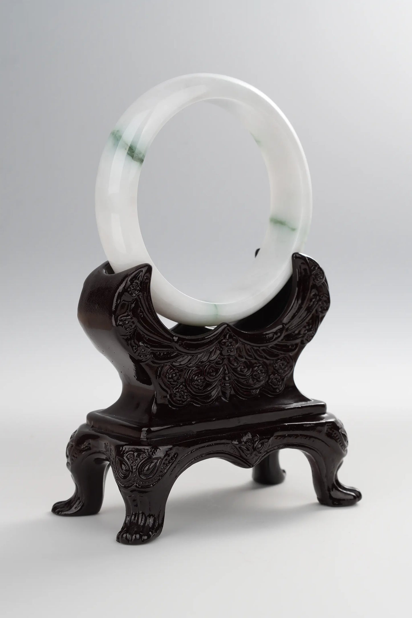 #0014 Mixed White Green Jadeite Jade Bangle Size 57