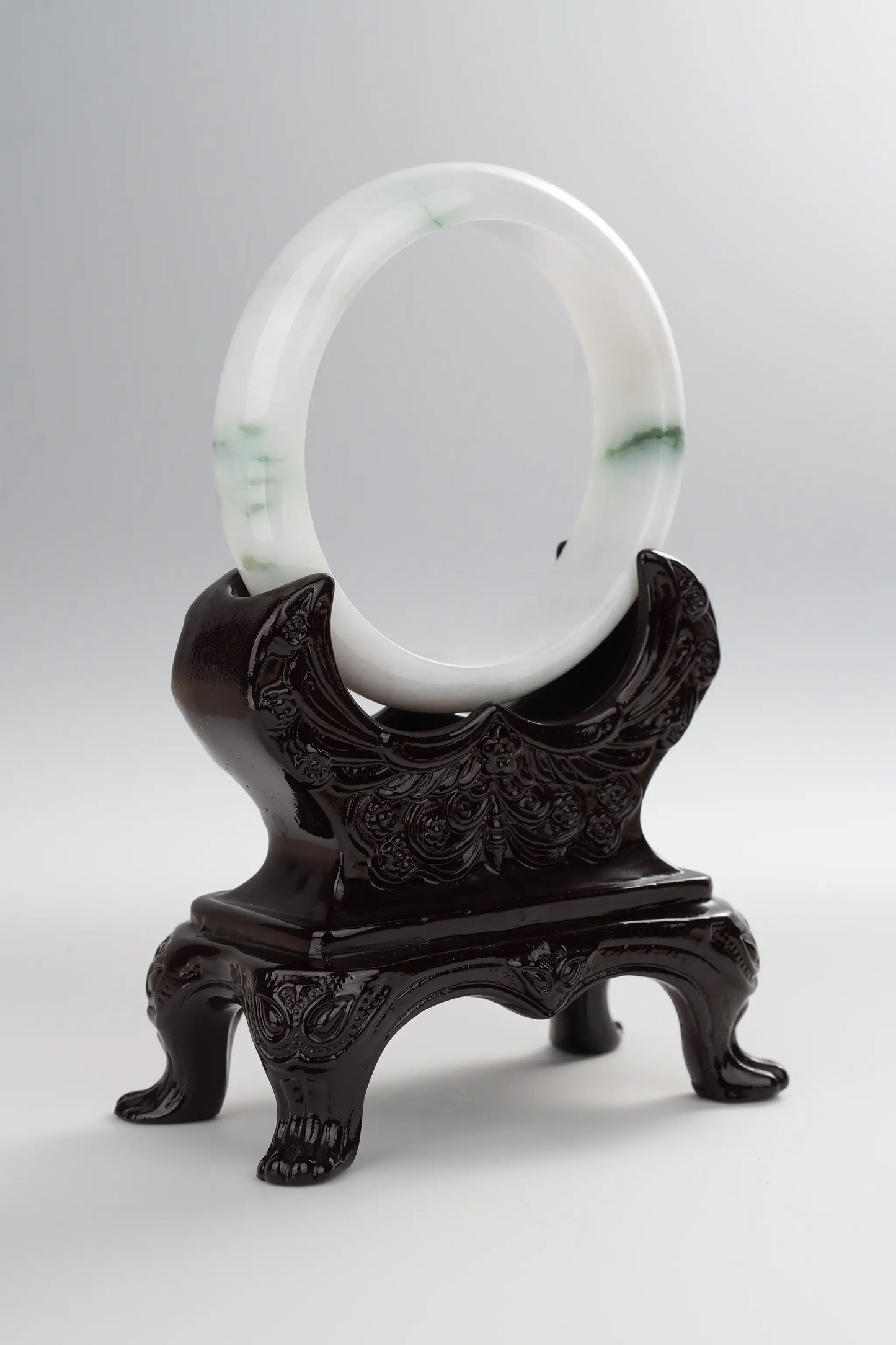 #0014 Mixed White Green Jadeite Jade Bangle Size 57