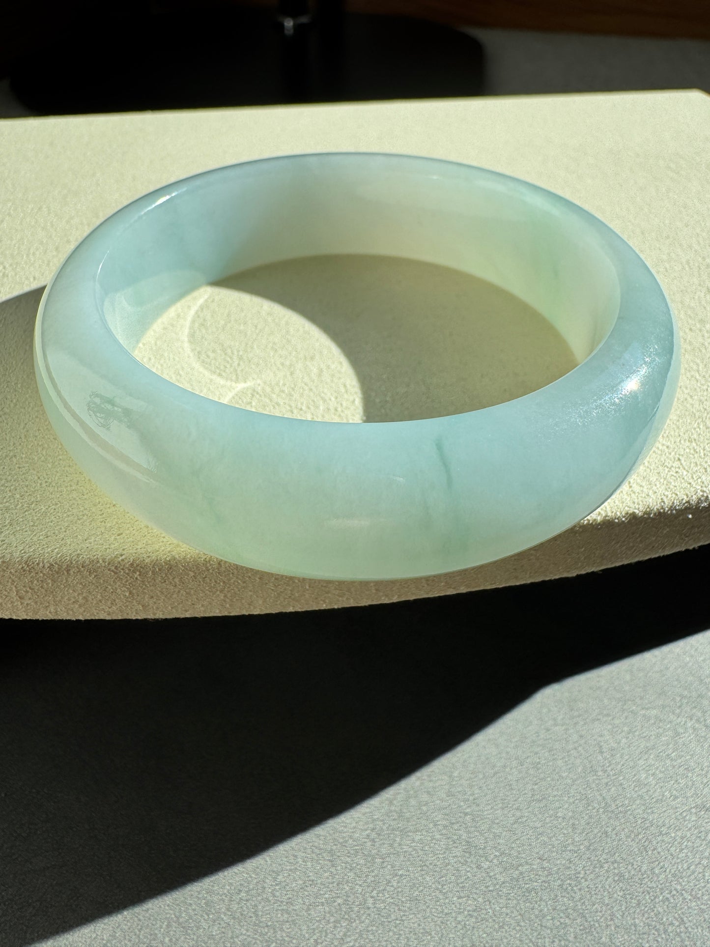 #0288 Icy Light Blue Jade Bangle Size 52.4