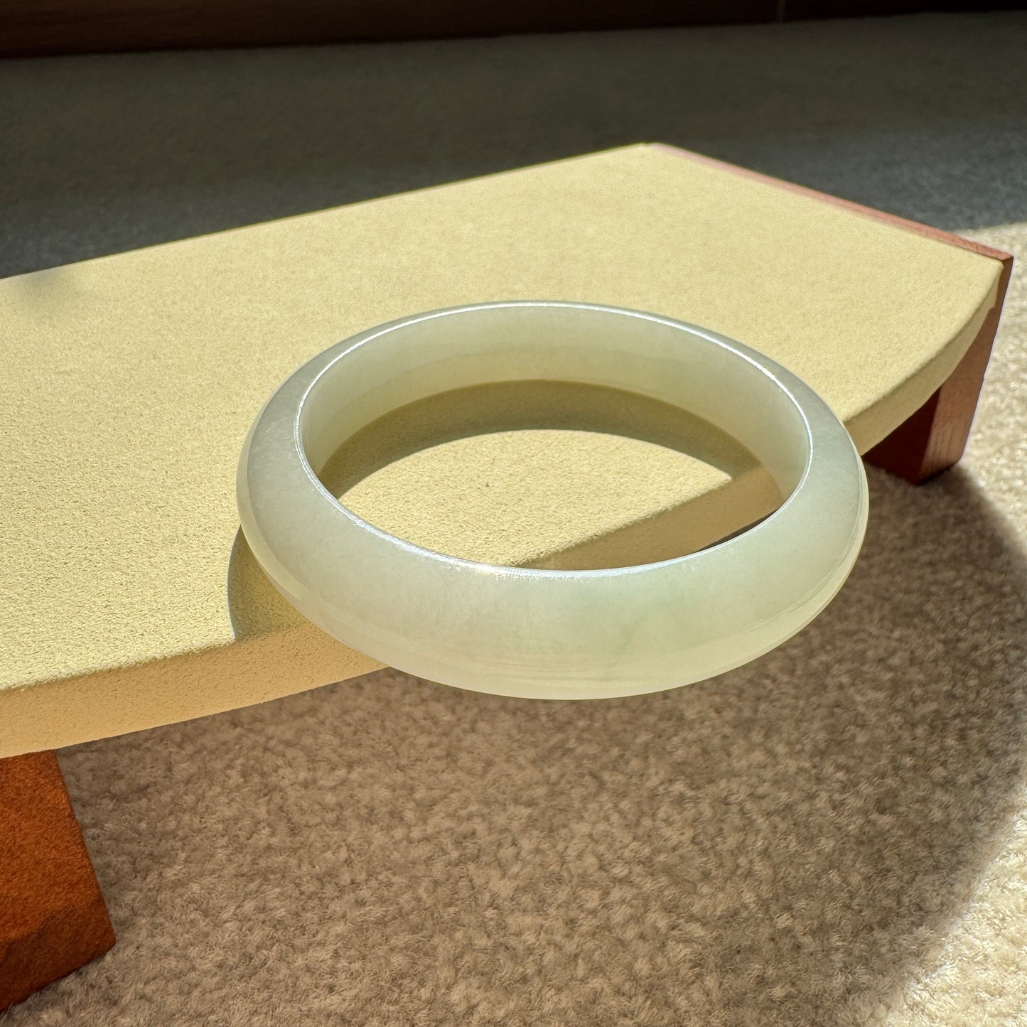 #0230 "Milky" Icy White Jade Bangle Size 59.1