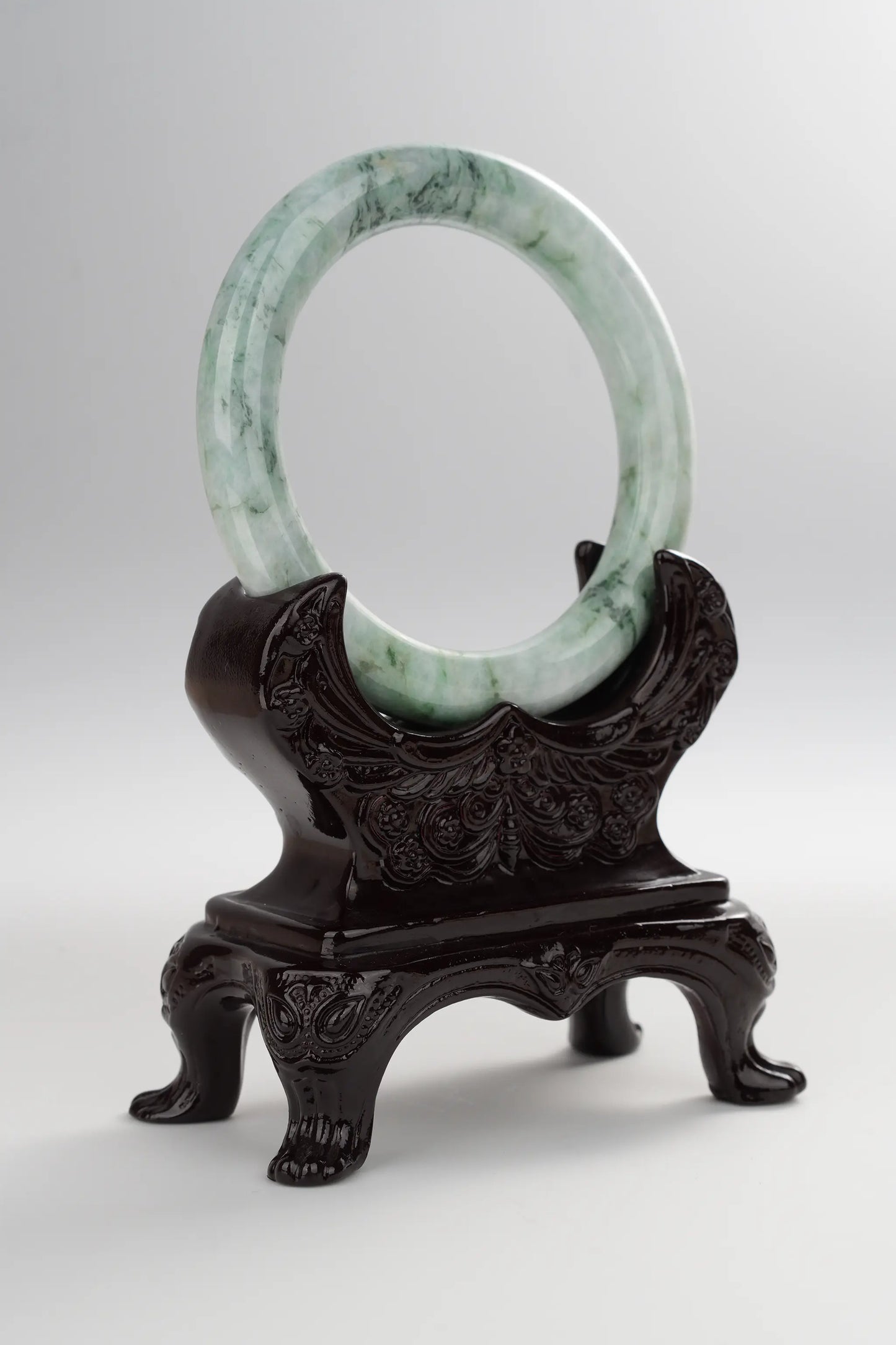 #0022 Mixed Blue Pattern Green Jadeite Jade Bangle Size 57.6 (fits up to 58.6)