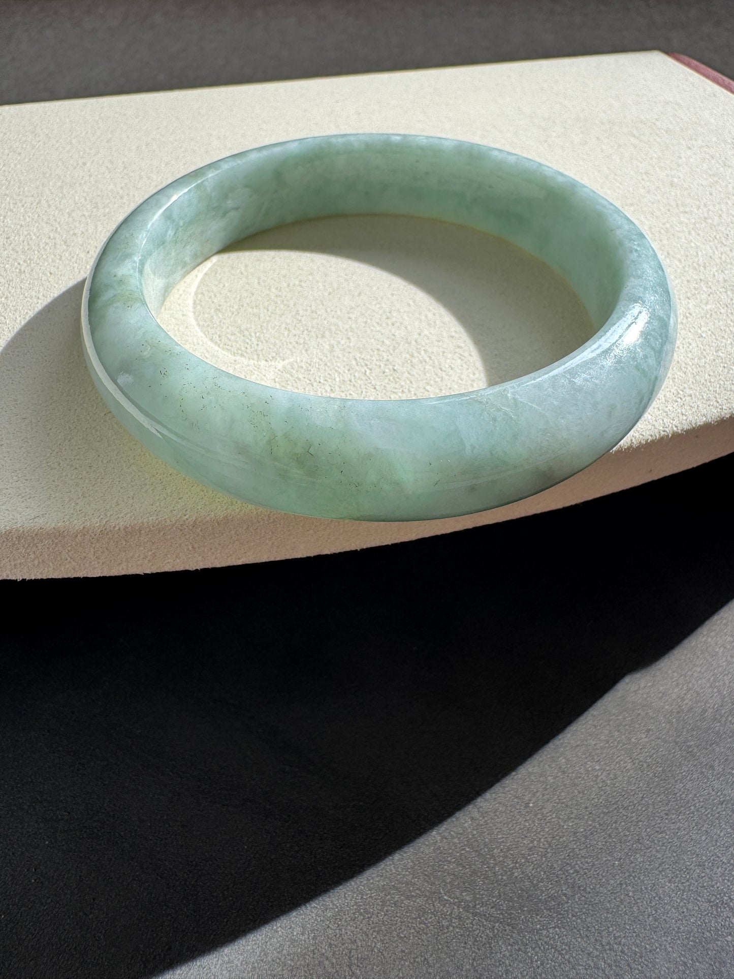 #0275 Beans Green Jade Bangle Size 59