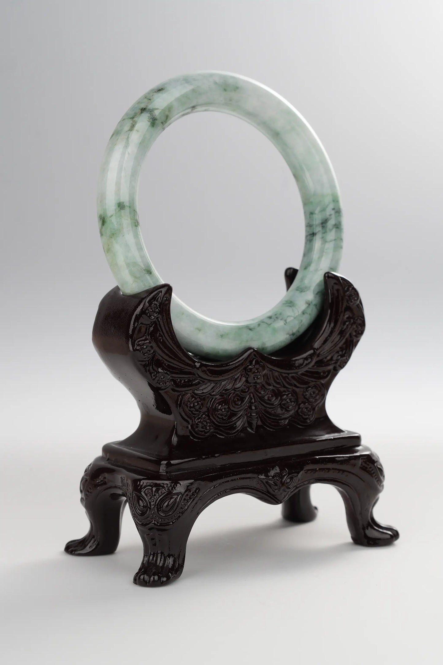 #0022 Mixed Blue Pattern Green Jadeite Jade Bangle Size 57.6 (fits up to 58.6)
