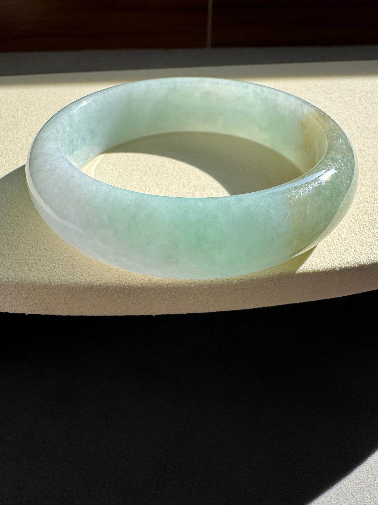 #0310 Icy Green Yellow Light Lavender Jade Bangle Size 55.8