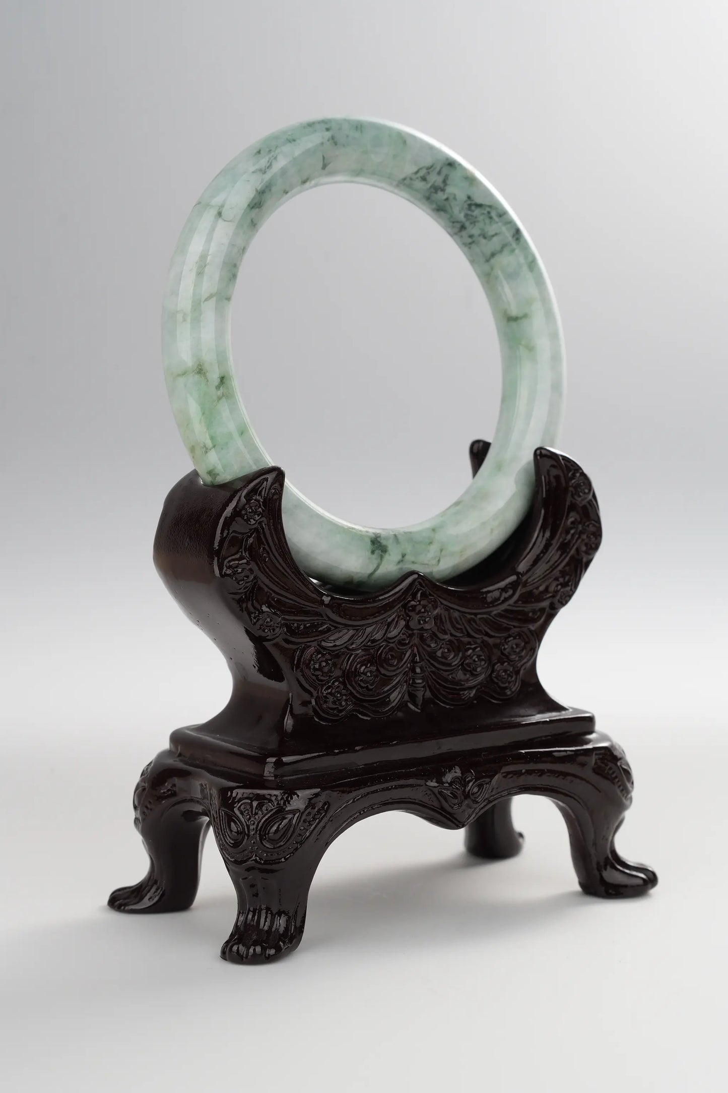 #0022 Mixed Blue Pattern Green Jadeite Jade Bangle Size 57.6 (fits up to 58.6)