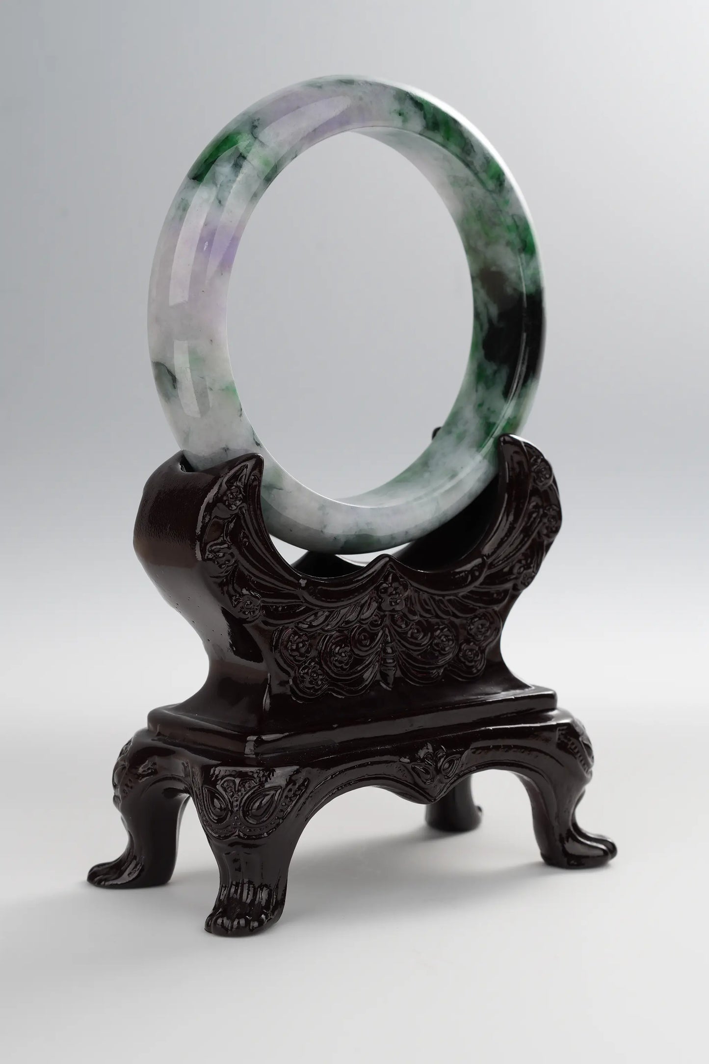 #0010 Mixed Green Lavender Jadeite Jade Bangle Size 62.2