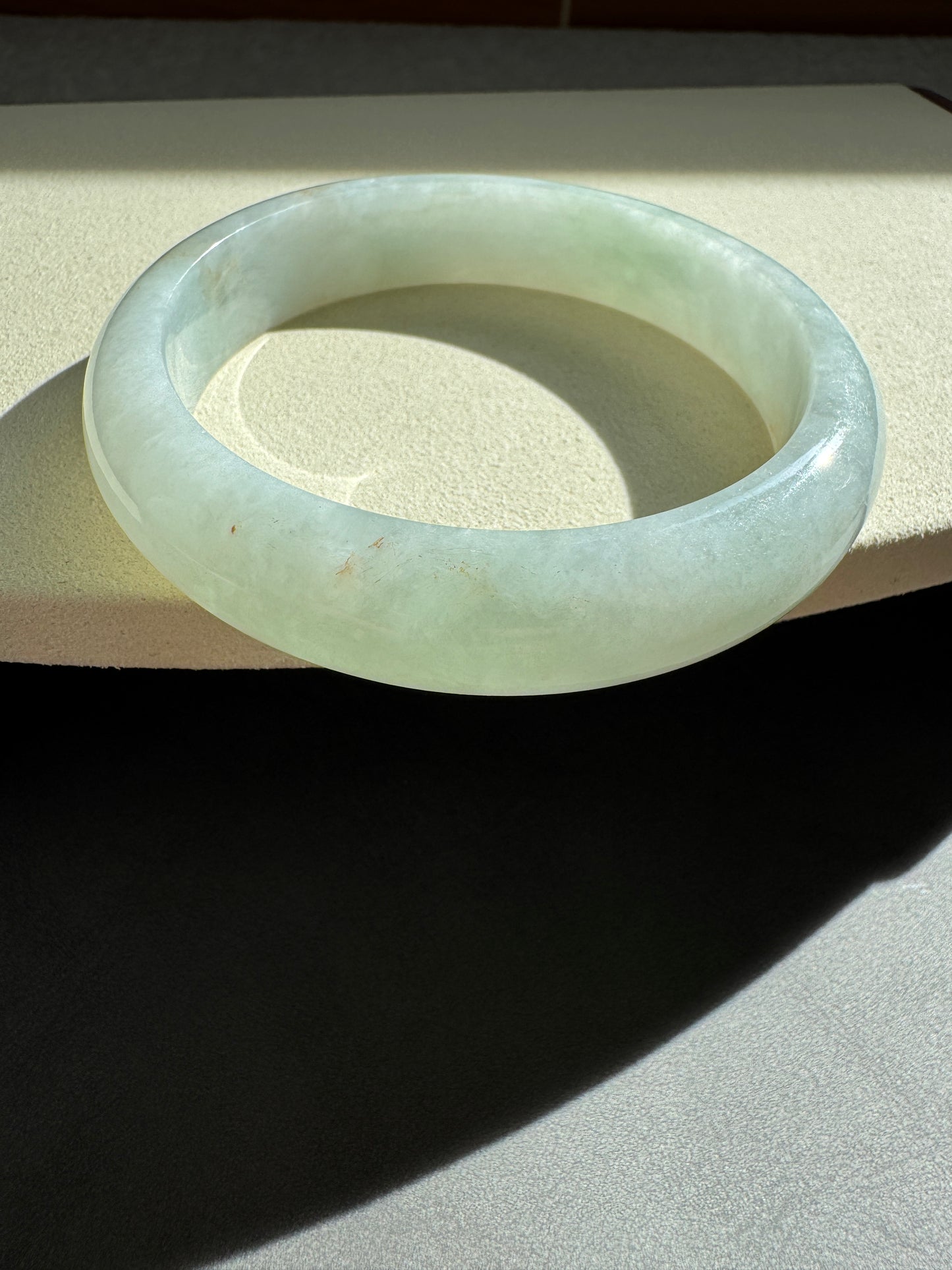 #0295 Light Green Red Flower Jade Bangle Size 59.2