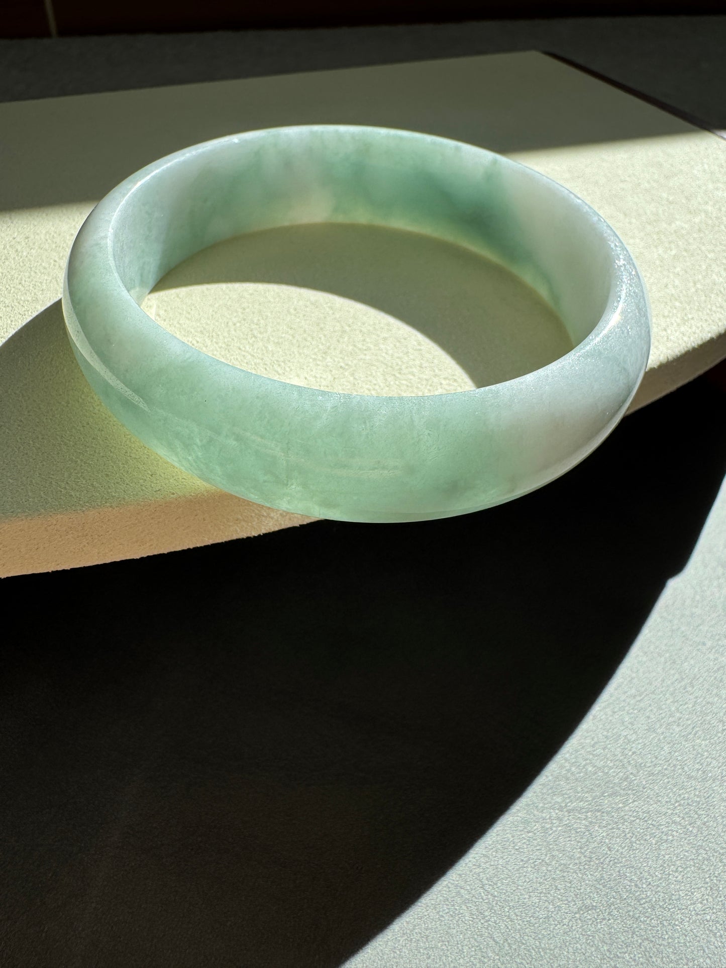 #0282 Bluish Green White Jade Bangle Size 61